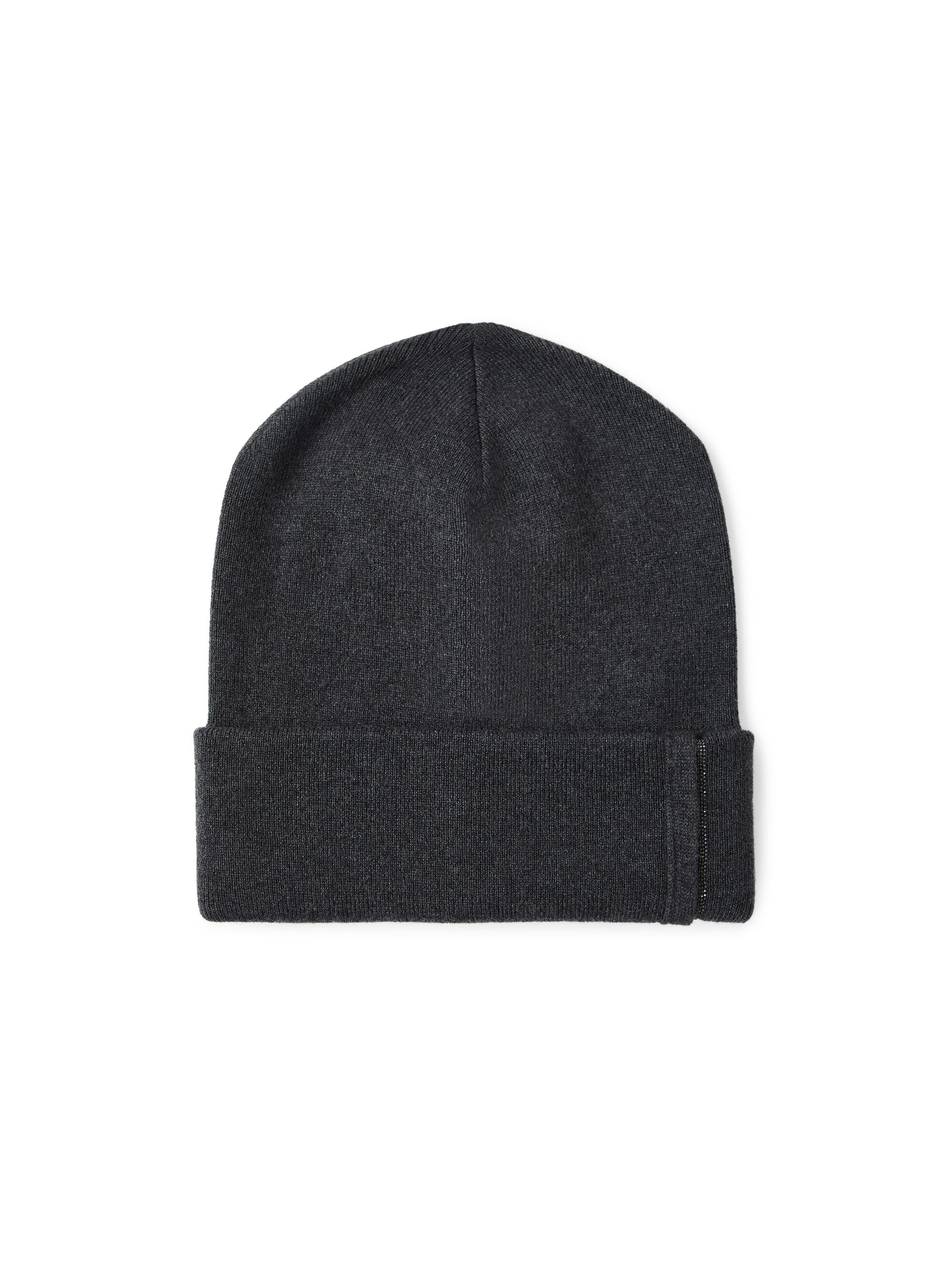 Brunello Cucinelli Women's Cashmere Rib Knit Beanie with Monili - Lignite | Thumbnail 4