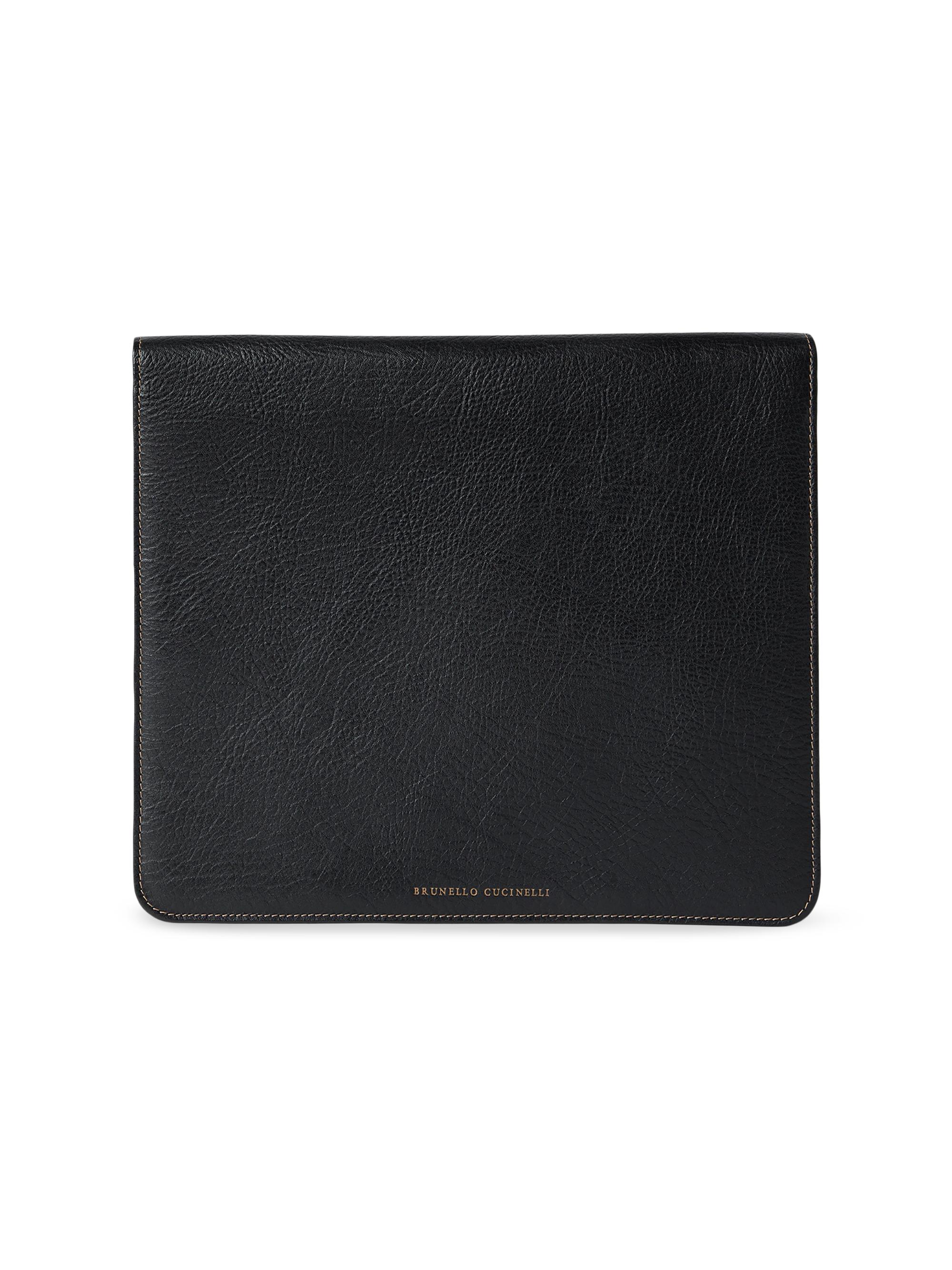 Brunello Cucinelli Men's Grained Calfskin Document Holder - Black
