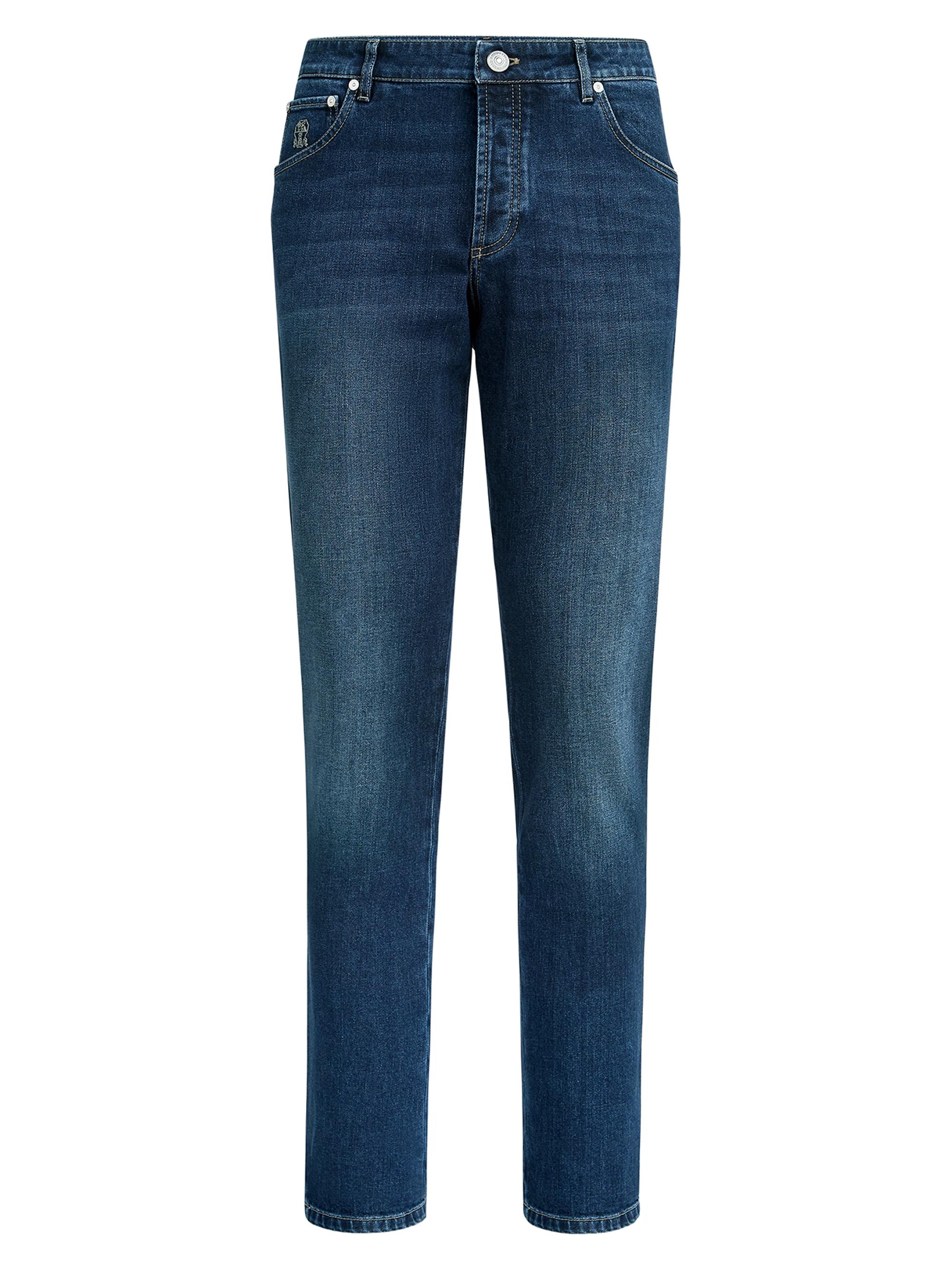 Brunello Cucinelli Men's Comfort Denim Five Pocket Jeans - Dark Denim