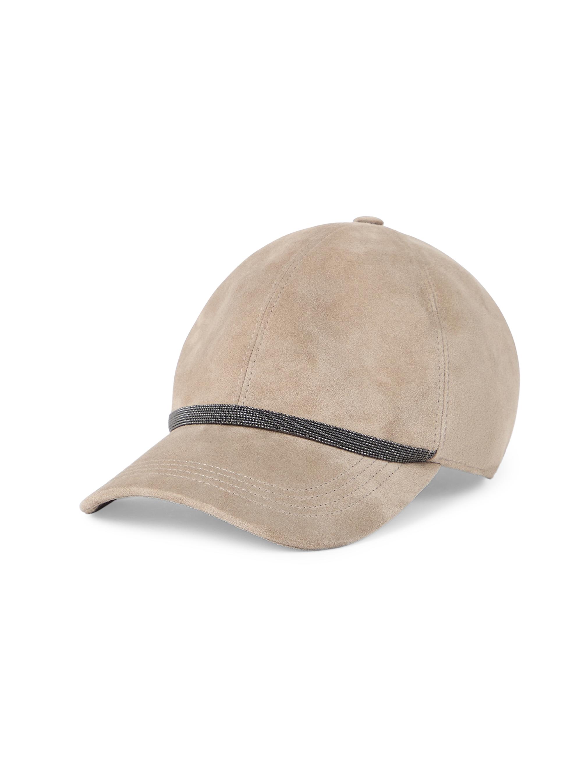 Brunello Cucinelli Women's Suede Baseball Cap with Shiny Band - Beige