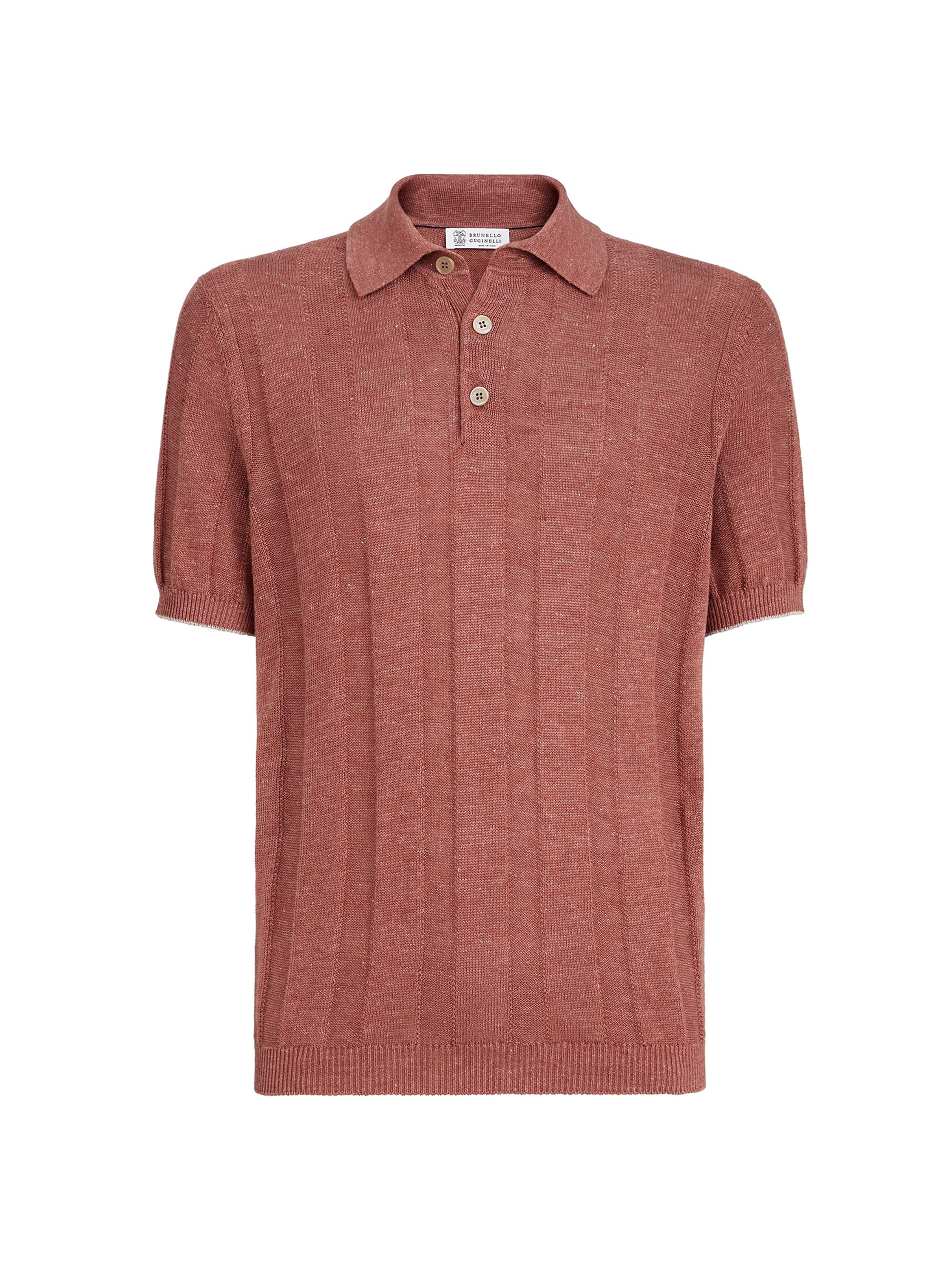 Brunello Cucinelli Cotton Textured Argyle Lightweight Knit Polo