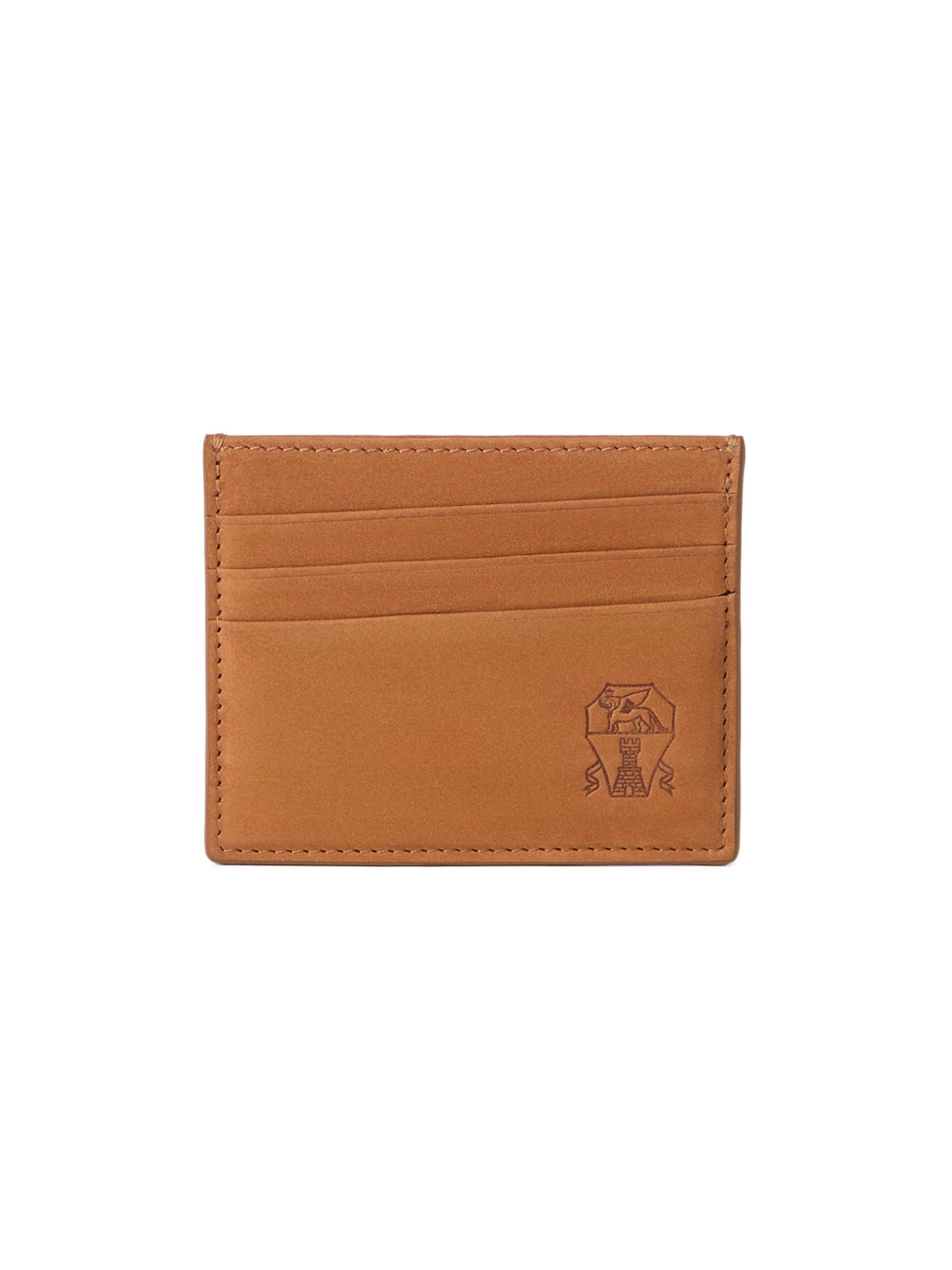 Brunello Cucinelli Men's Nubuck Card Holder - Cognac