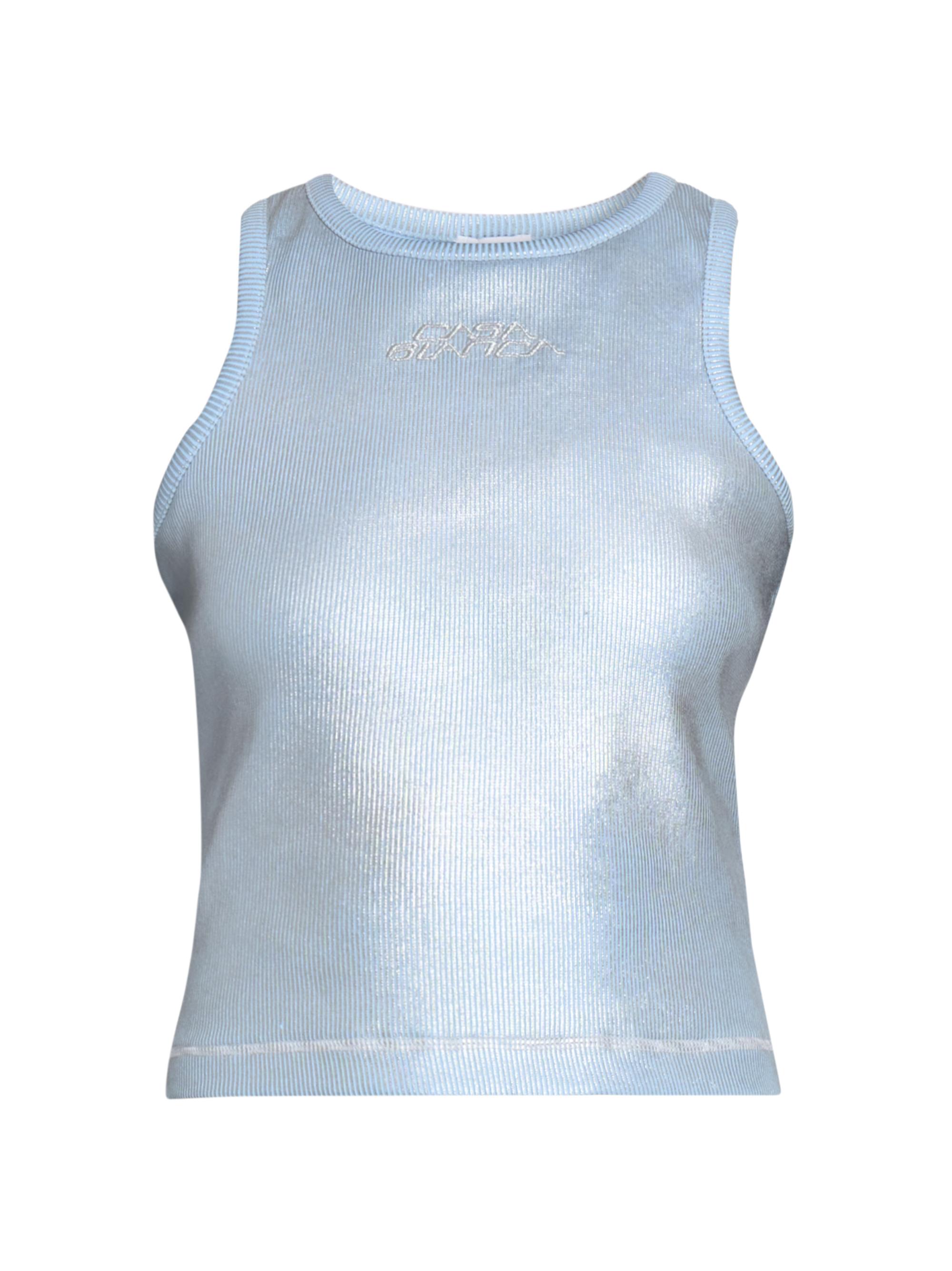 Casablanca Women's Metallic Rib-Knit Logo Tank - Silver And Blue