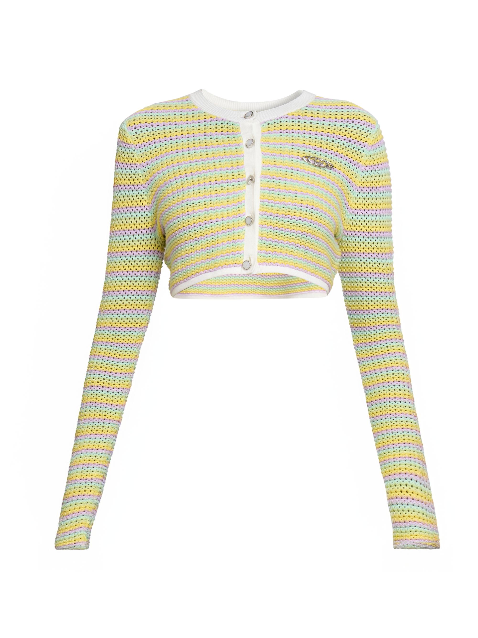 Casablanca Women's Bourgeois Striped Crop Cardigan