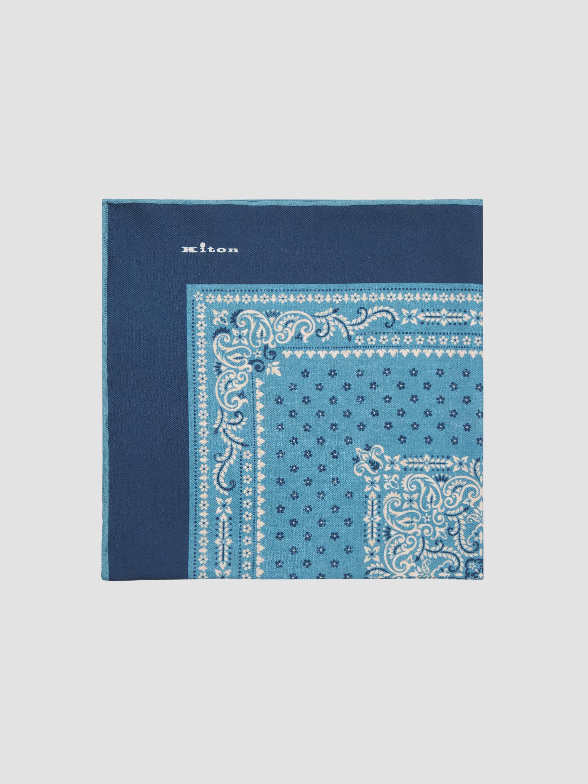Kiton Men's Silk Pocket Square - Blue | Thumbnail 3