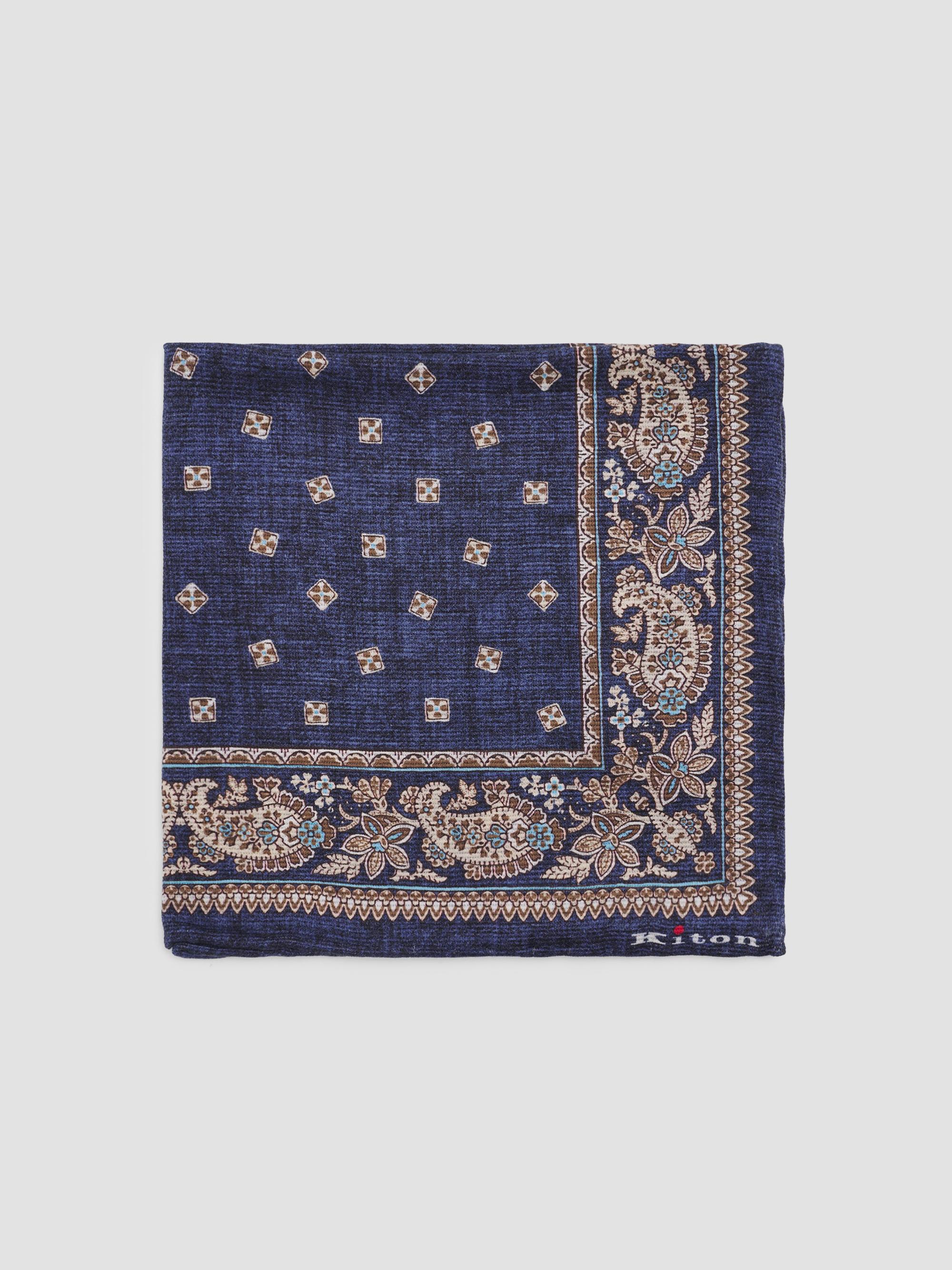 Kiton Men's Silk Pocket Square - Navy | Thumbnail 3