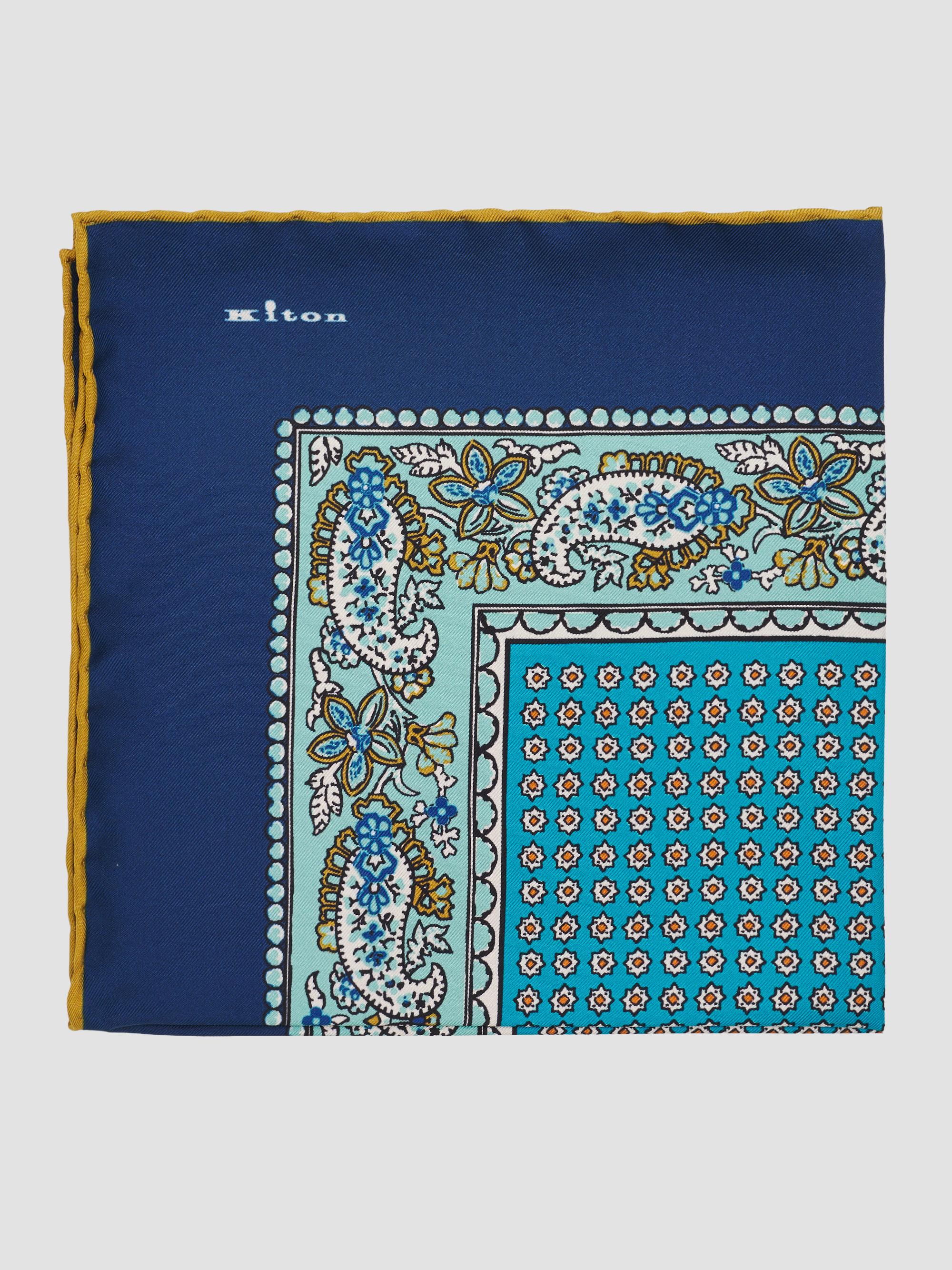 Kiton Men's Silk Pocket Square - Aqua | Thumbnail 3