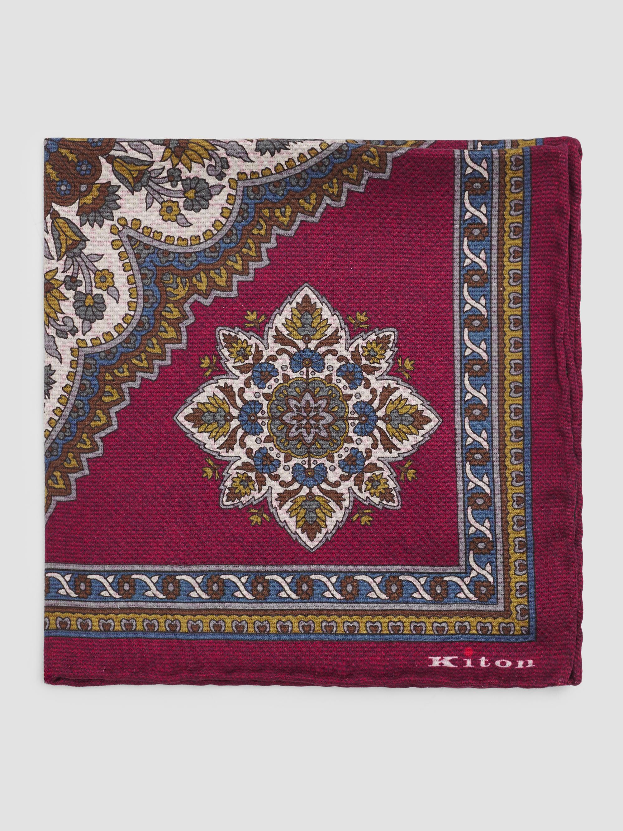 Kiton Men's Silk Pocket Square - Dark Red | Thumbnail 3