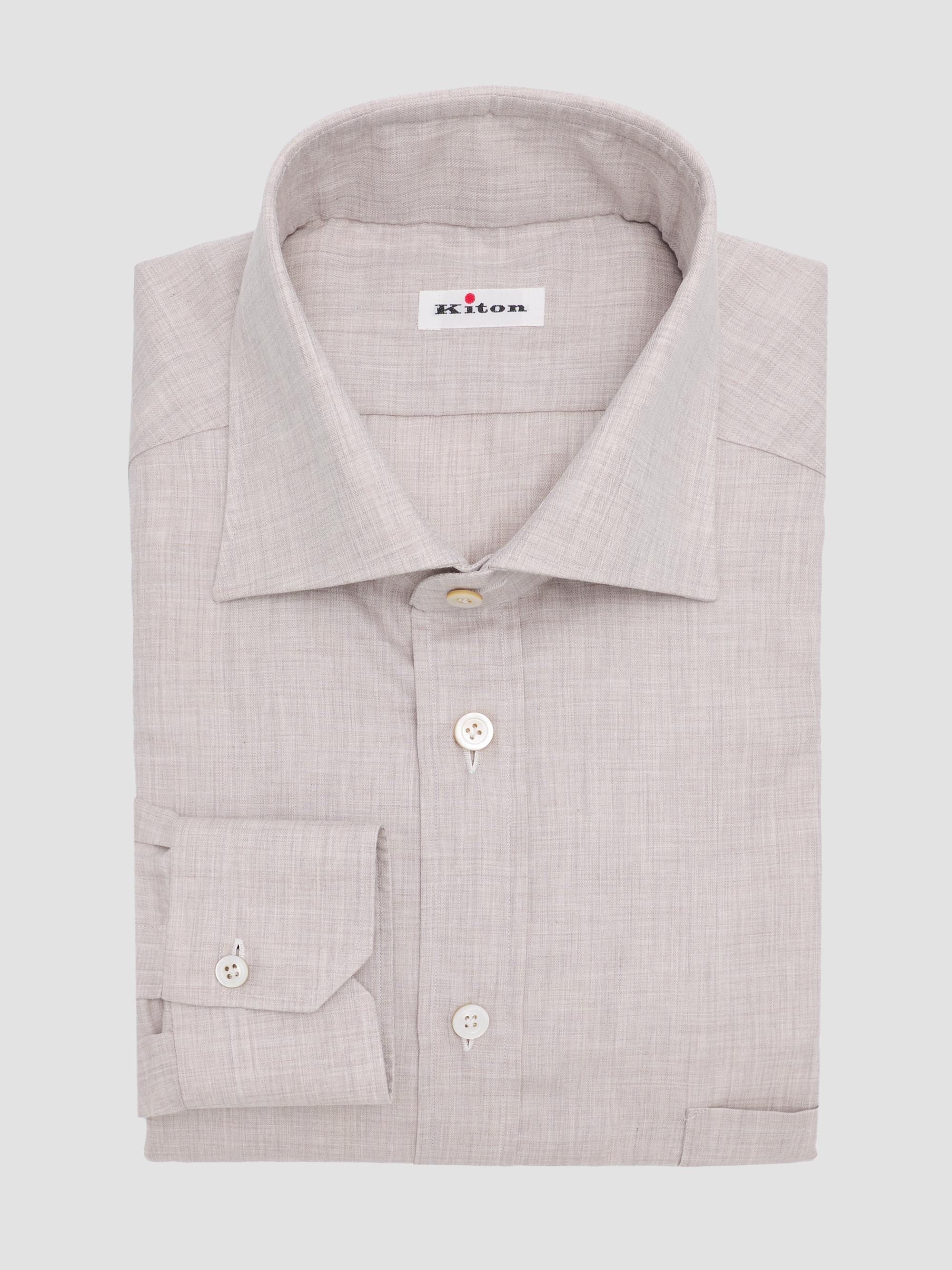 Kiton Men's Cotton Button-Front Shirt - Beige