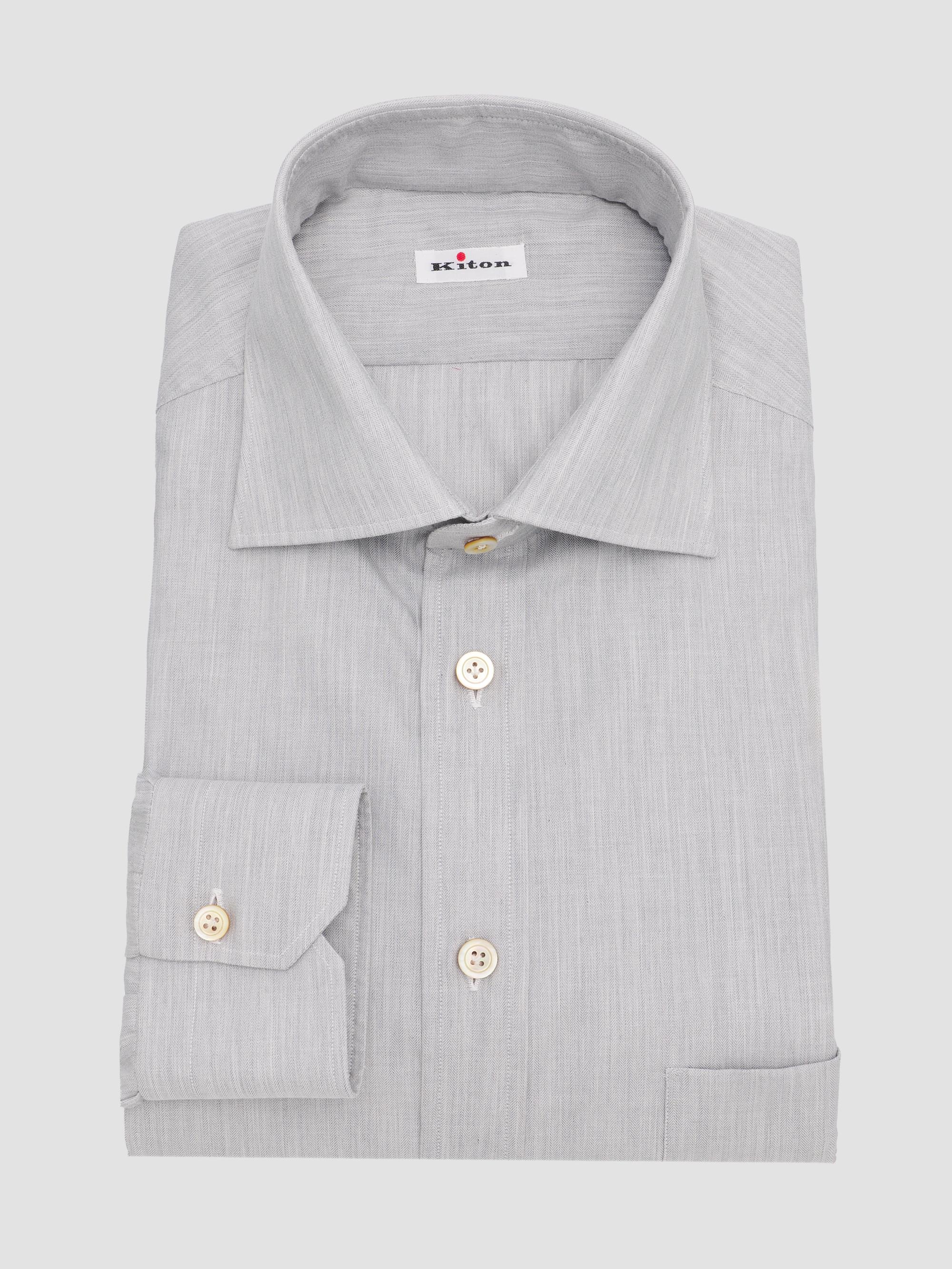 Kiton Men's Cotton Button-Front Shirt - Grey | Thumbnail 3