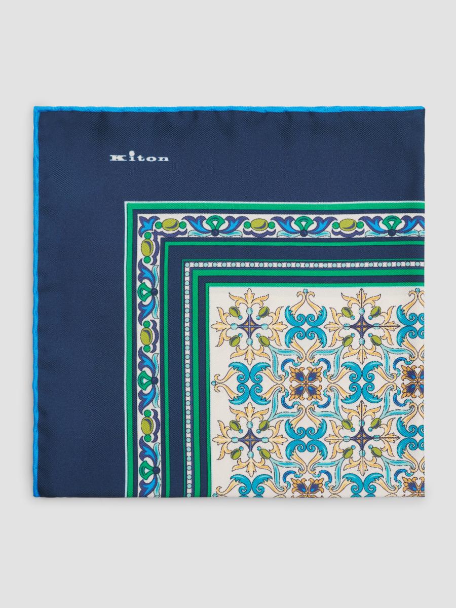Kiton Men's Silk Pocket Square In Blue