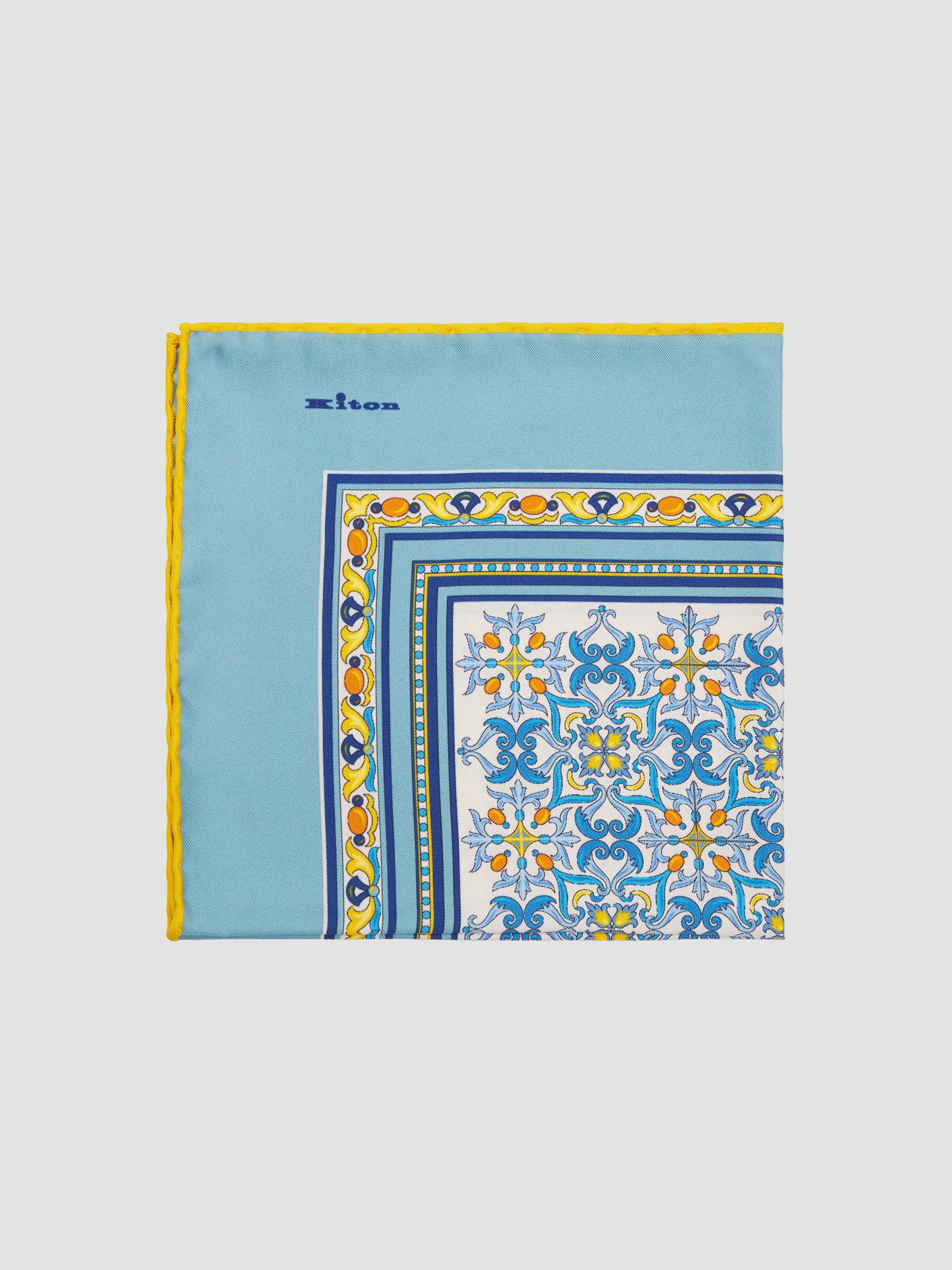Kiton Men's Silk Pocket Square - Light Blue | Thumbnail 3