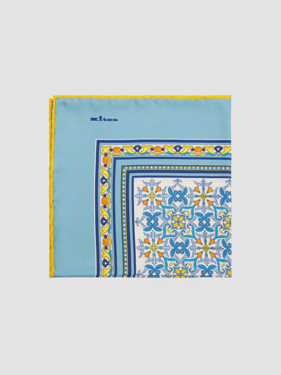 Kiton Men's Silk Pocket Square In Blue