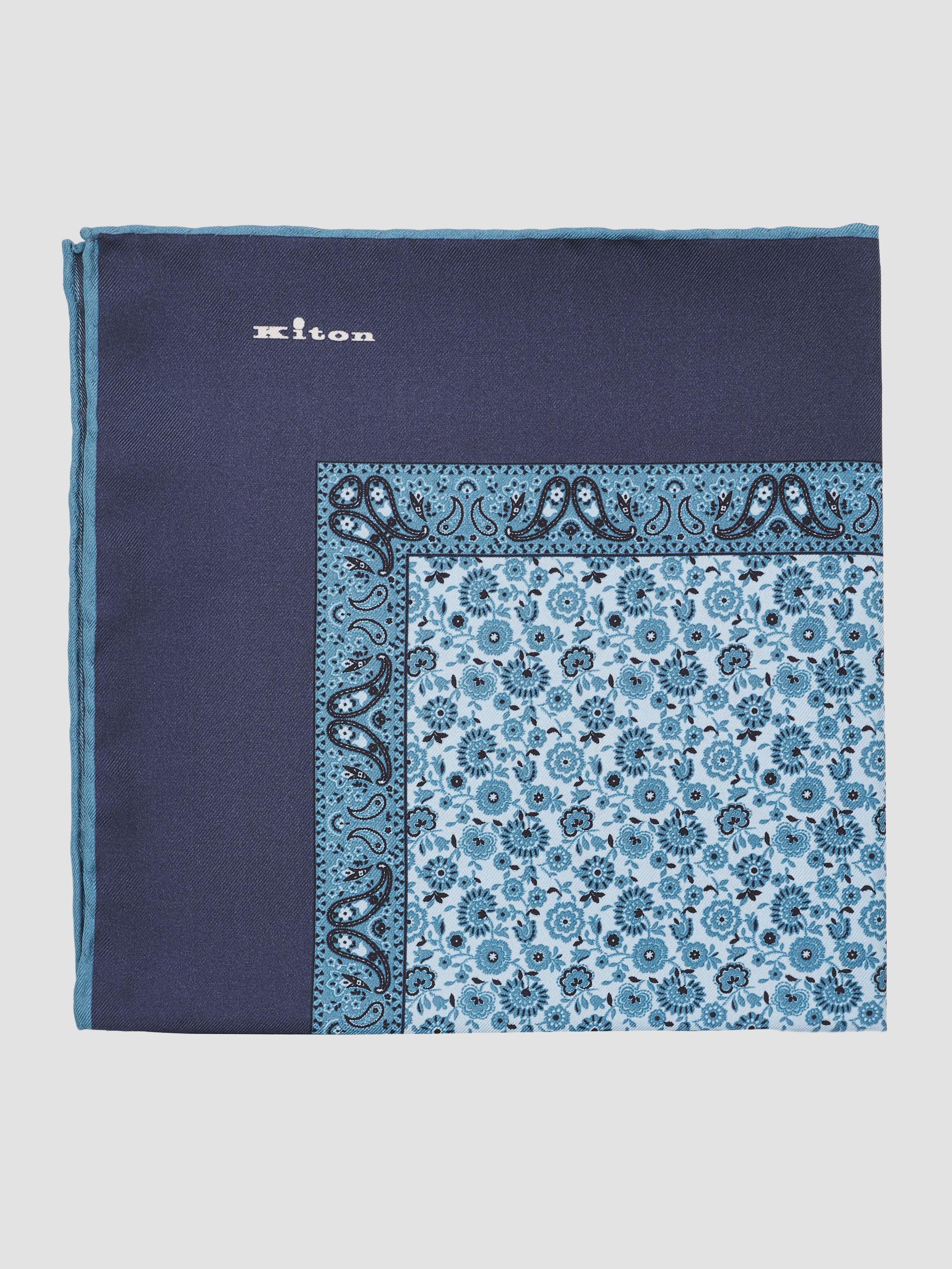 Kiton Men's Silk Pocket Square - Blue | Thumbnail 3