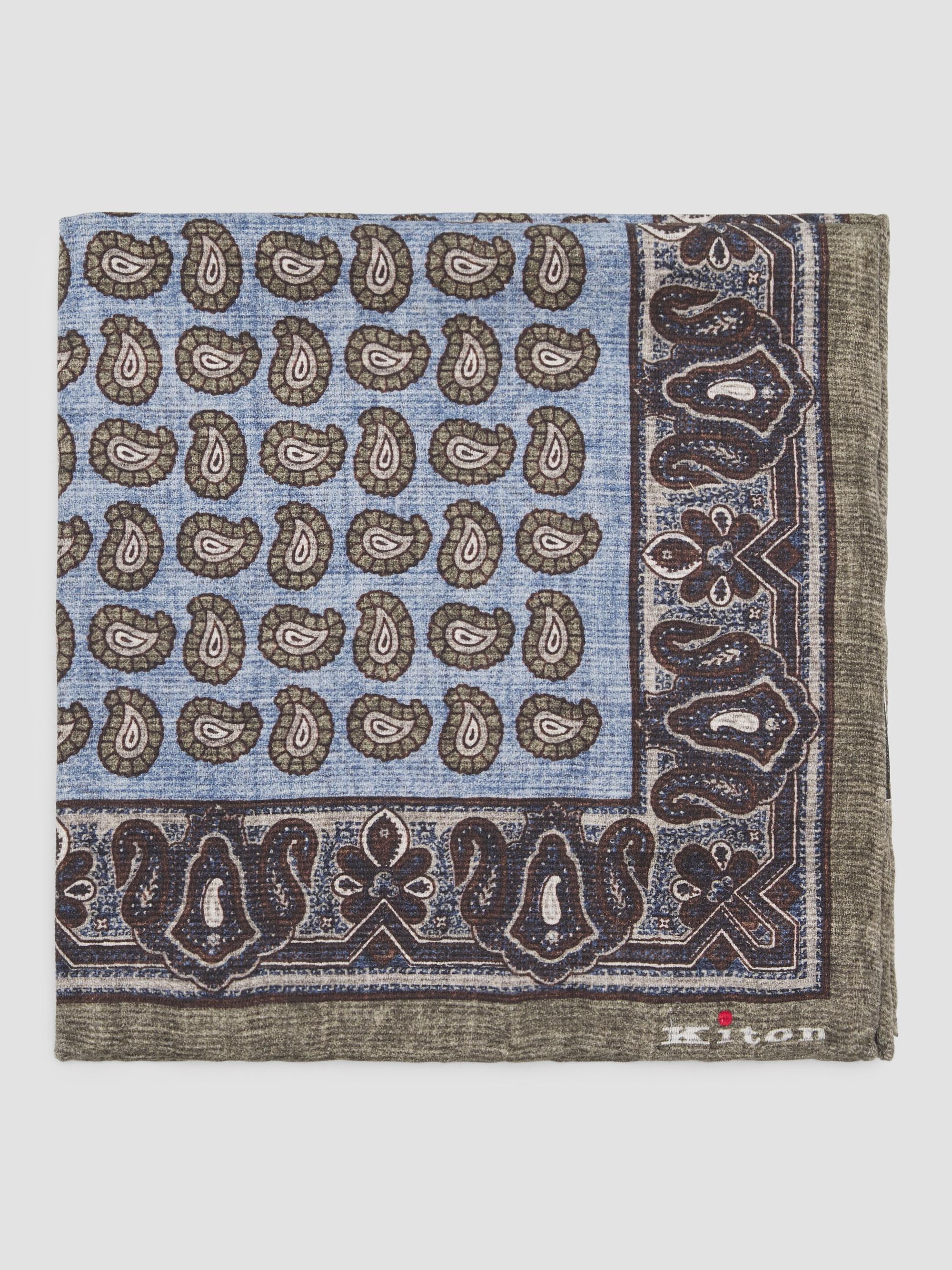 Kiton Men's Silk Pocket Square - Light Green Blue | Thumbnail 3