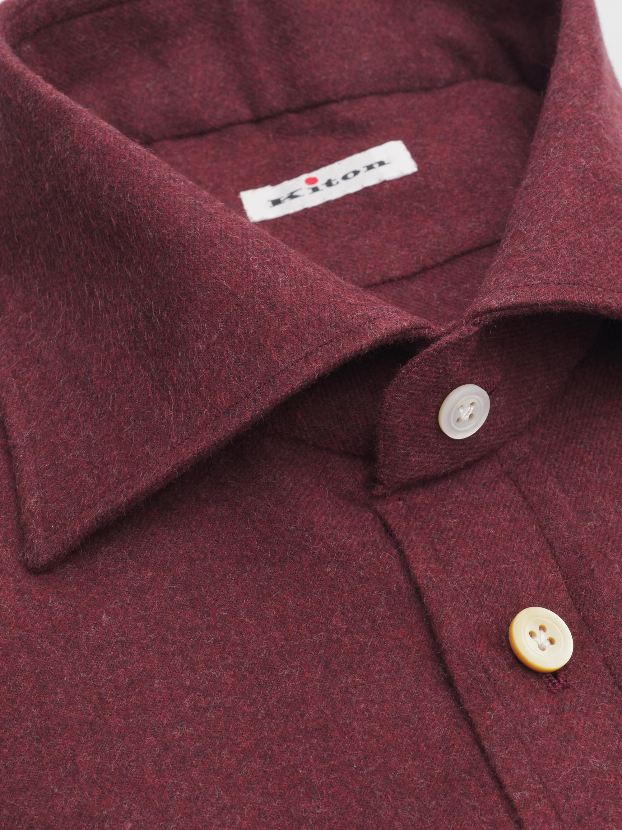 Kiton Men's Cotton Flannel Classic-Fit Dress Shirt - Bordeaux | Thumbnail 2