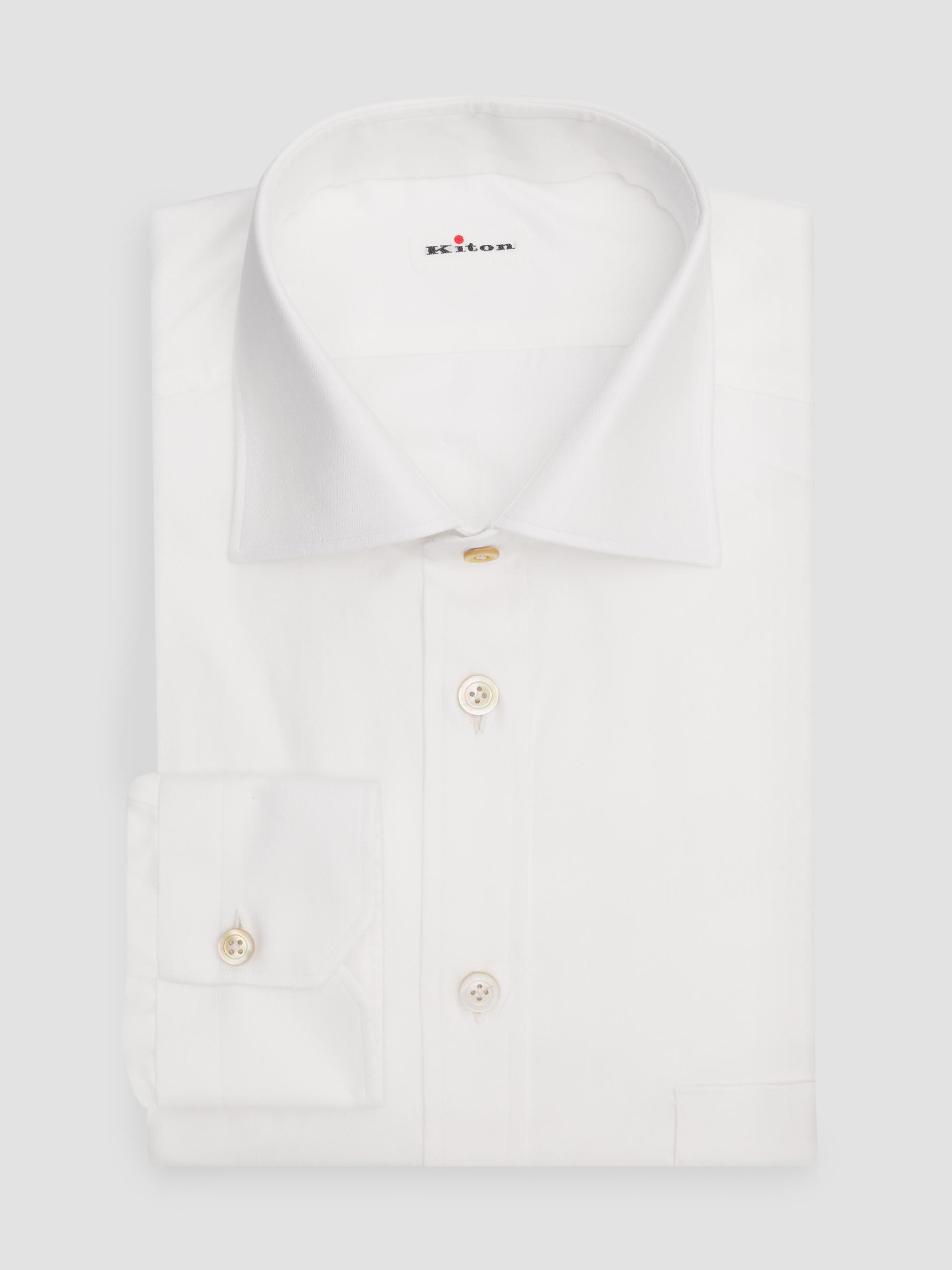Kiton Men's Cotton Classic-Fit Dress Shirt - White