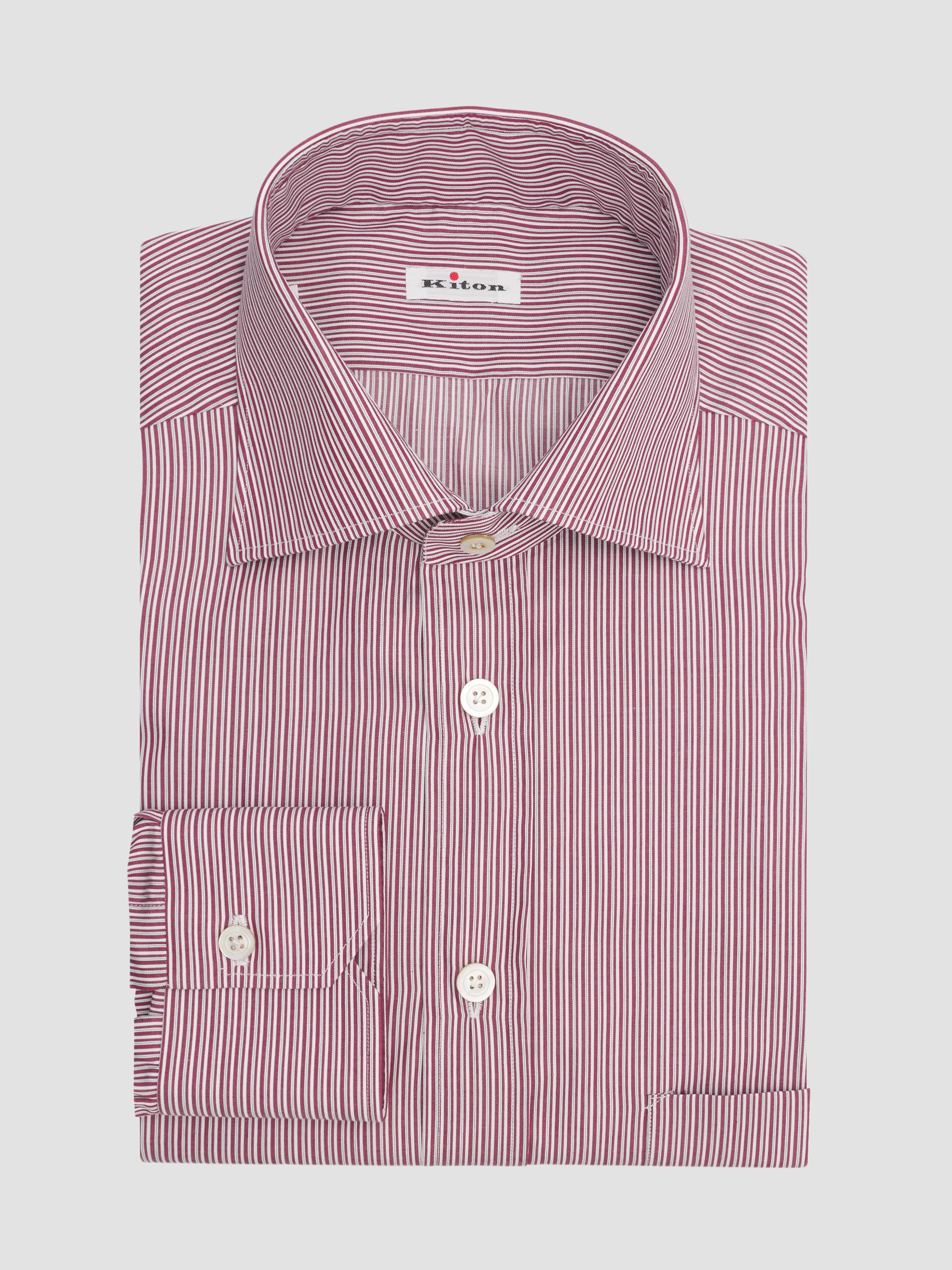 Kiton Men's Striped Cotton Pocket Shirt - Bordeaux | Thumbnail 3