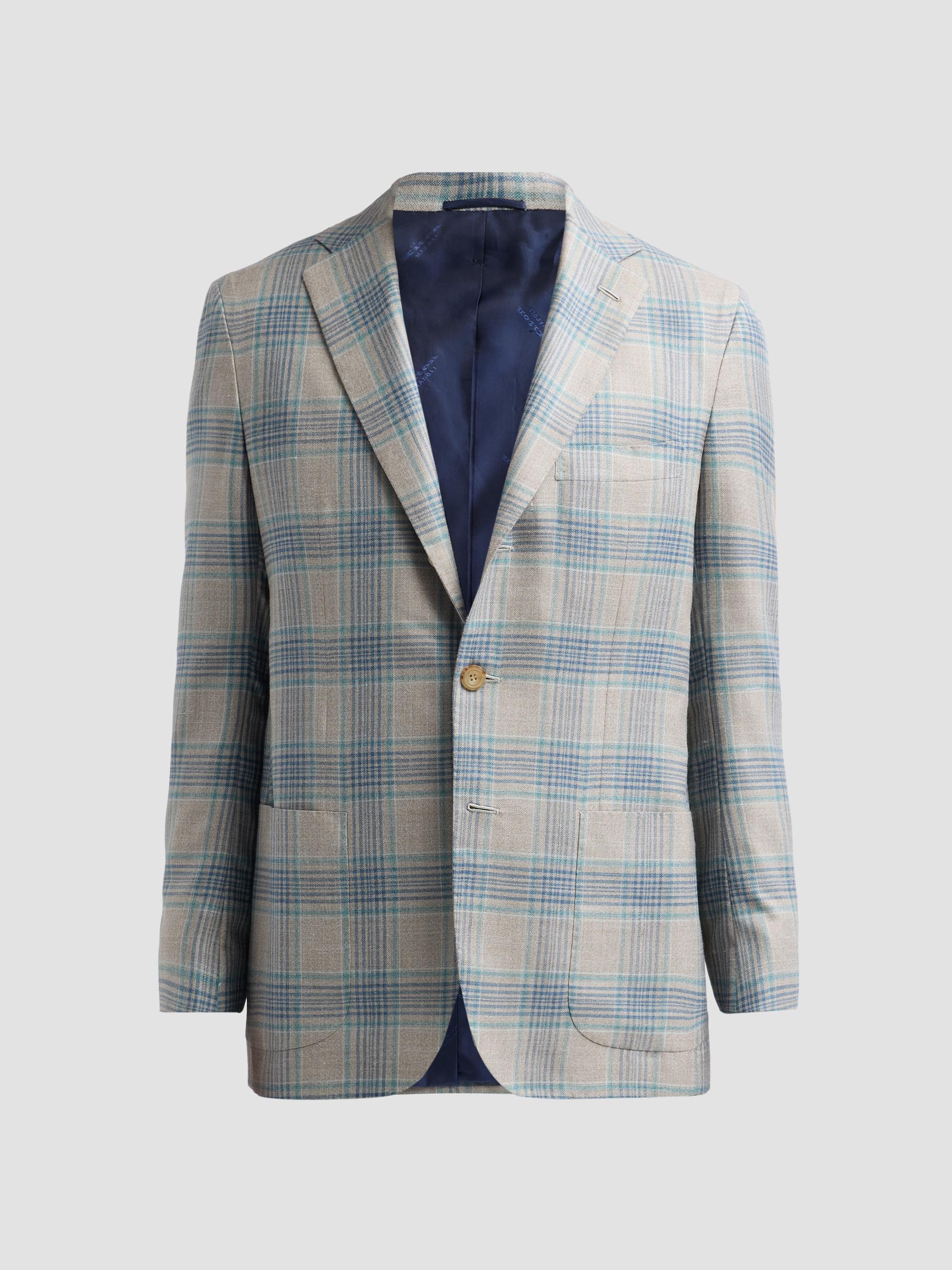 Kiton Men's Cashmere Plaid Two-Button Sport Coat - Medium Grey