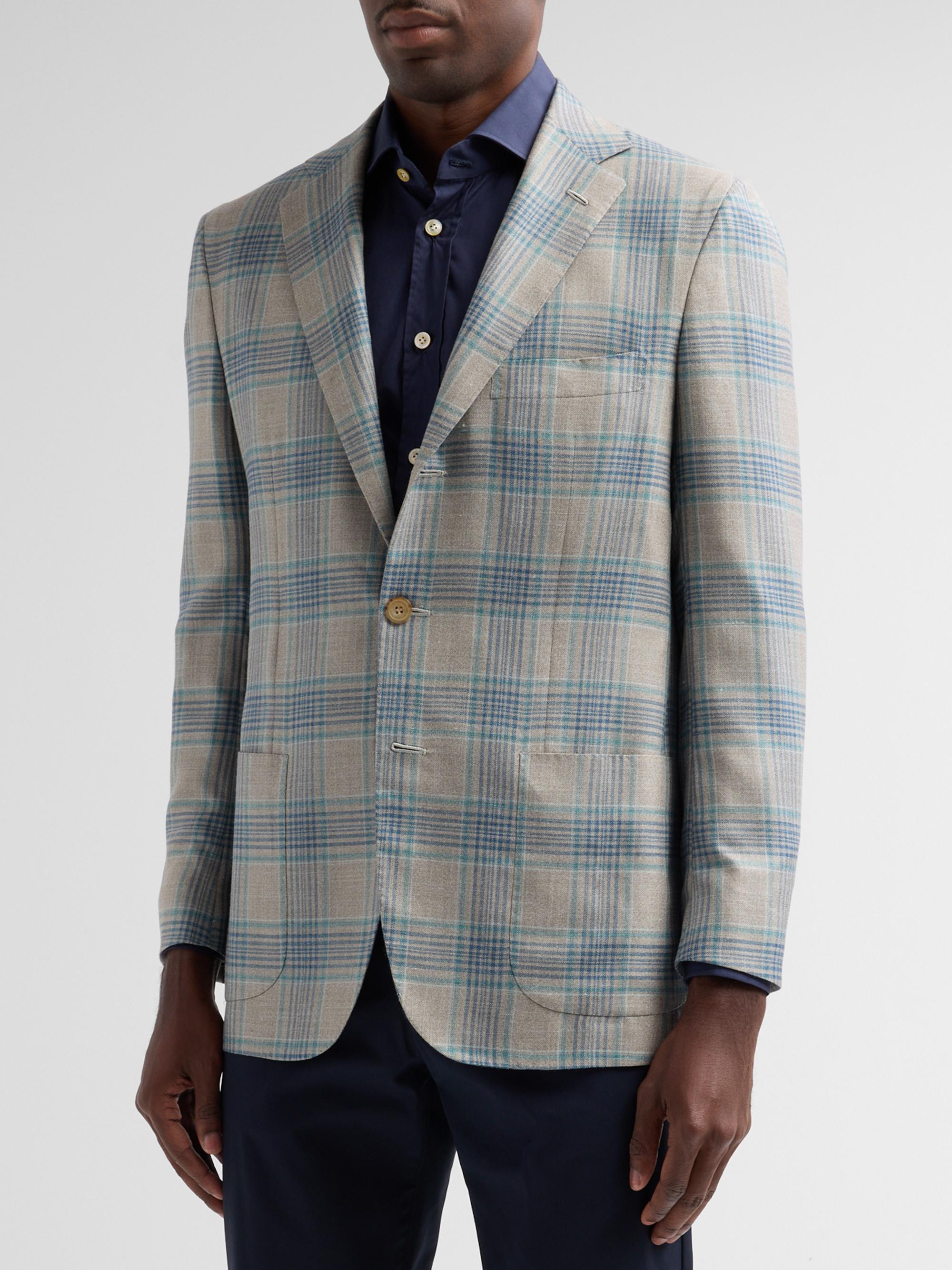 Kiton Men's Cashmere Plaid Two-Button Sport Coat - Medium Grey | Thumbnail 4