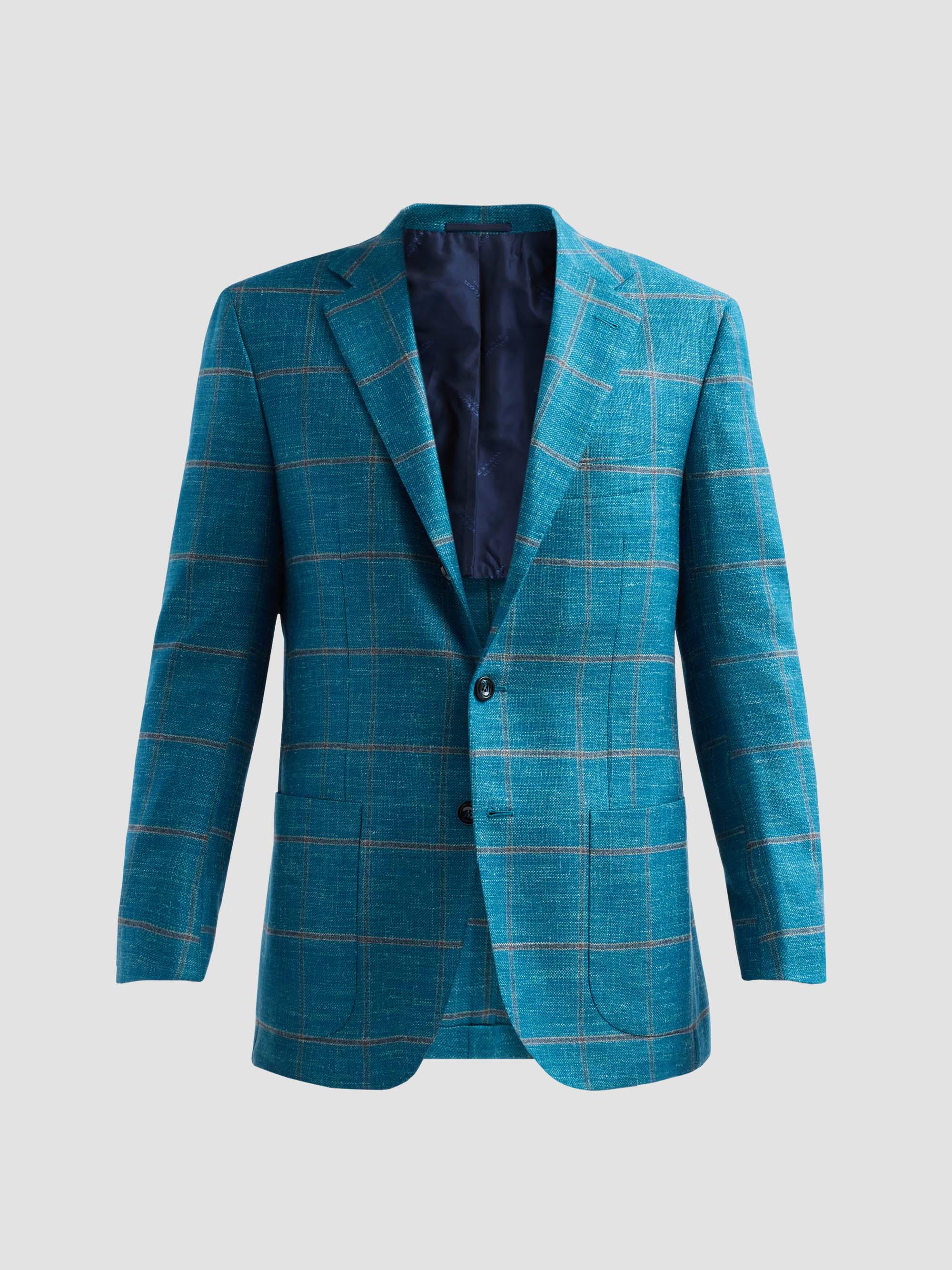 Kiton Men's Windowpane Checked Cashmere-Blend Sport Coat - Green | Thumbnail 9