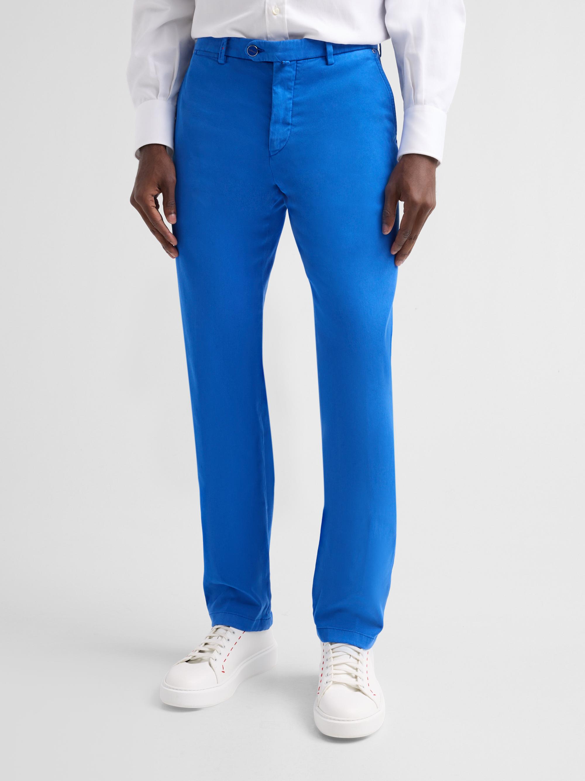 Kiton Men's Stretch Tapered Leg Flat-Front Trousers - Corn Flower Blue | Thumbnail 4