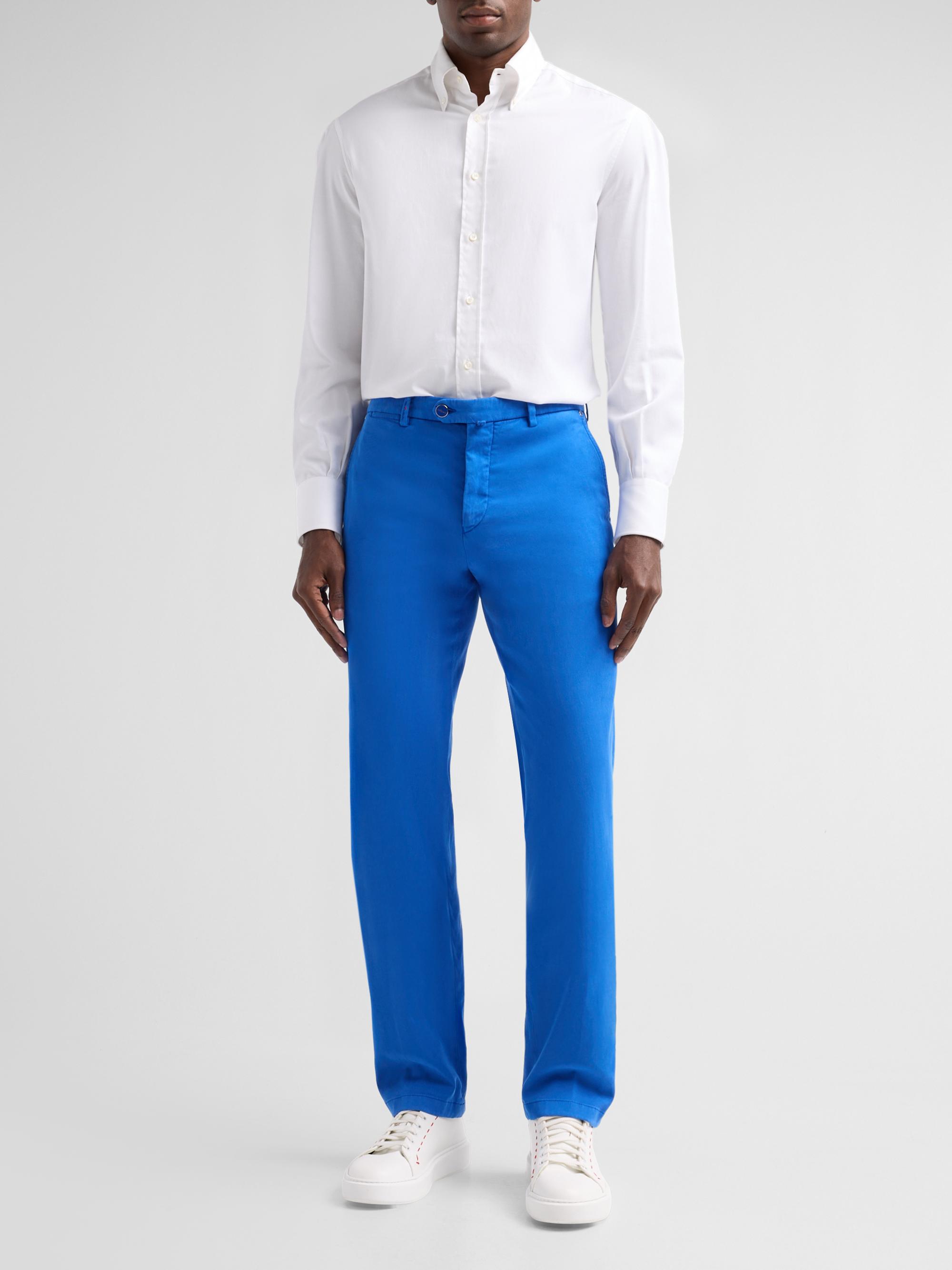 Kiton Men's Stretch Tapered Leg Flat-Front Trousers - Corn Flower Blue | Thumbnail 2
