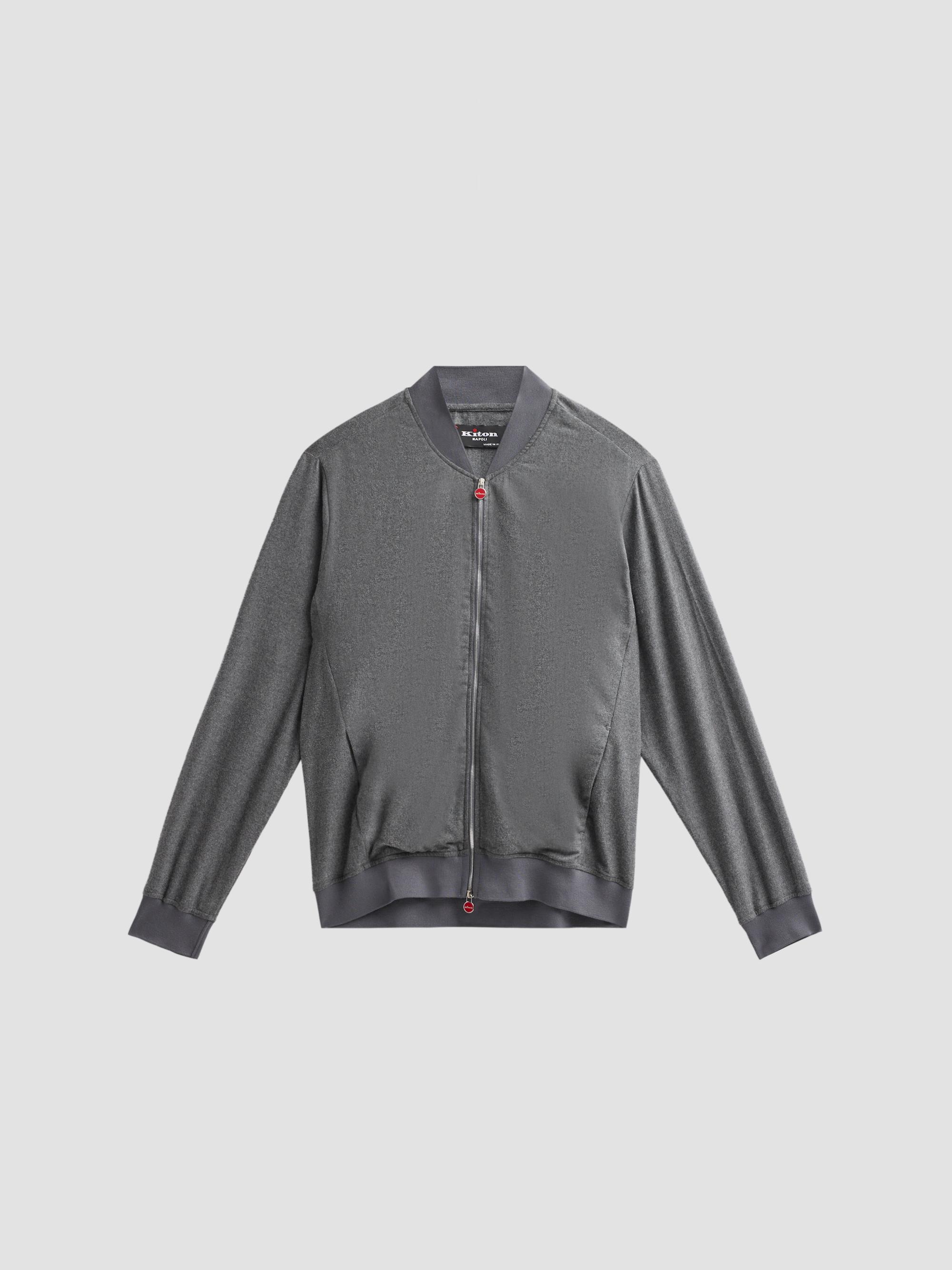 Kiton Men's Cotton Jersey Zip-Front Jacket - Grey | Thumbnail 6
