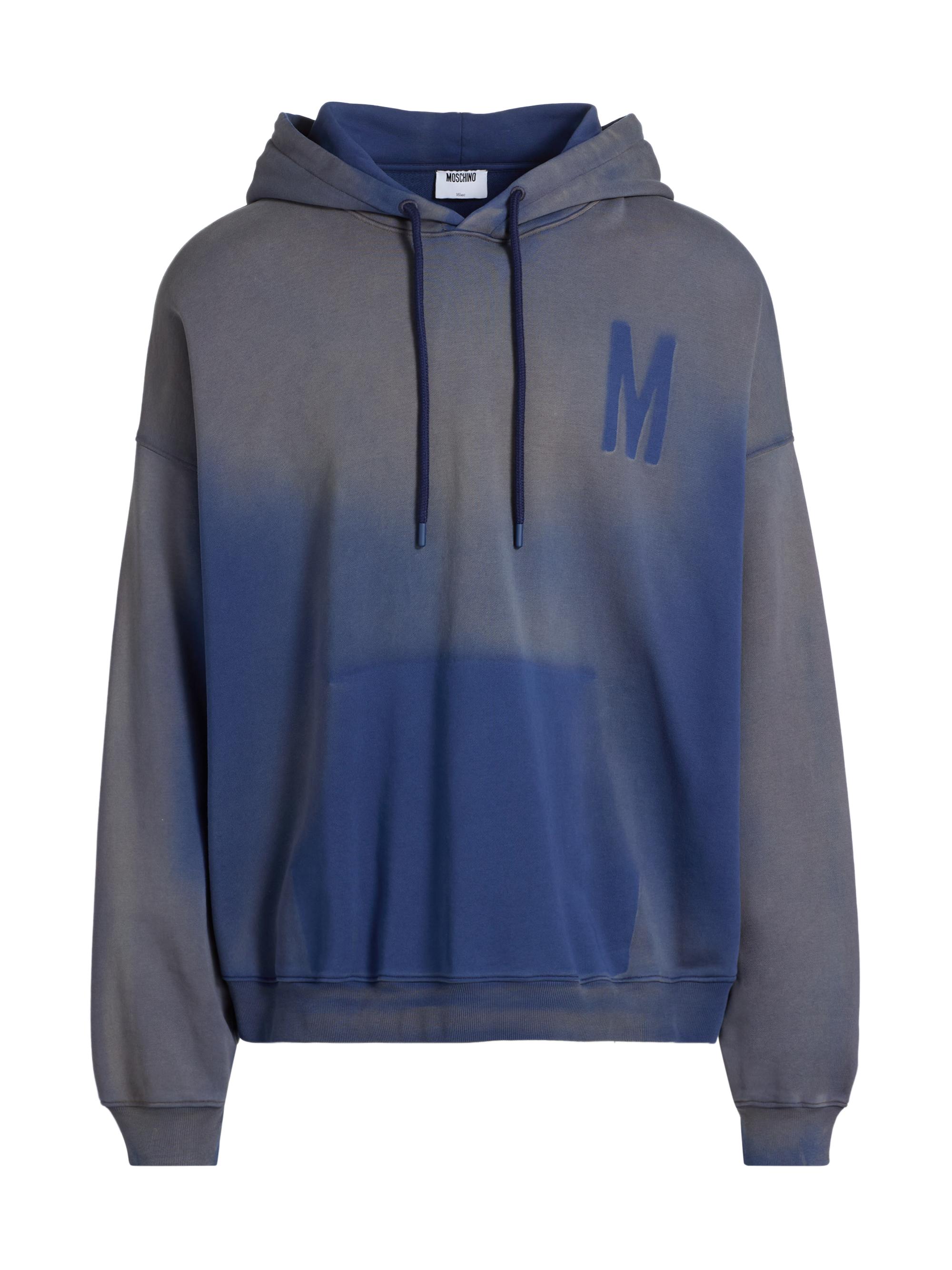Moschino Men's Monogram Logo Gradient Cotton Hoodie - Multi Blue