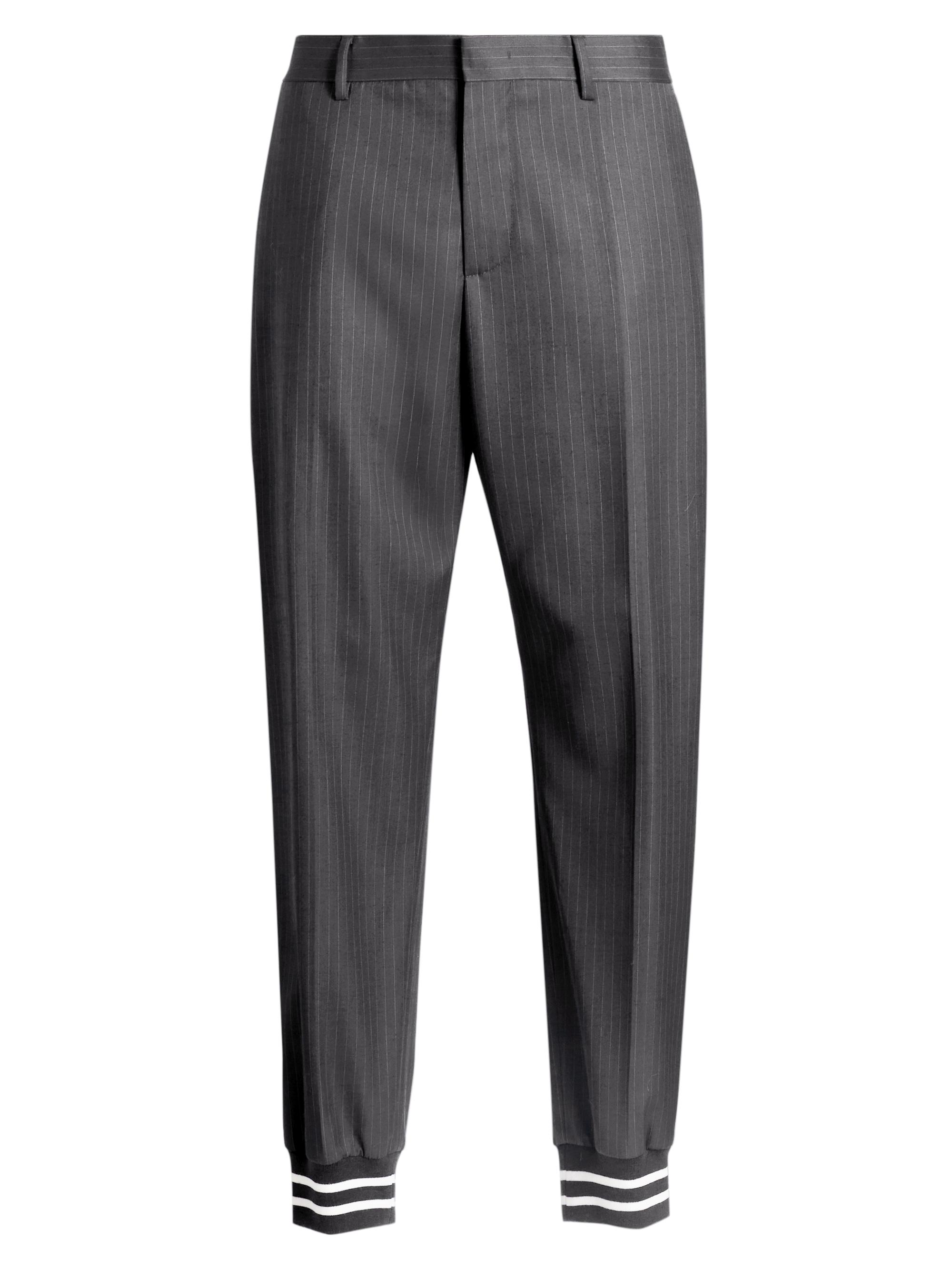 Moschino Men's Pinstripe Wool Jogger Trousers - Grey