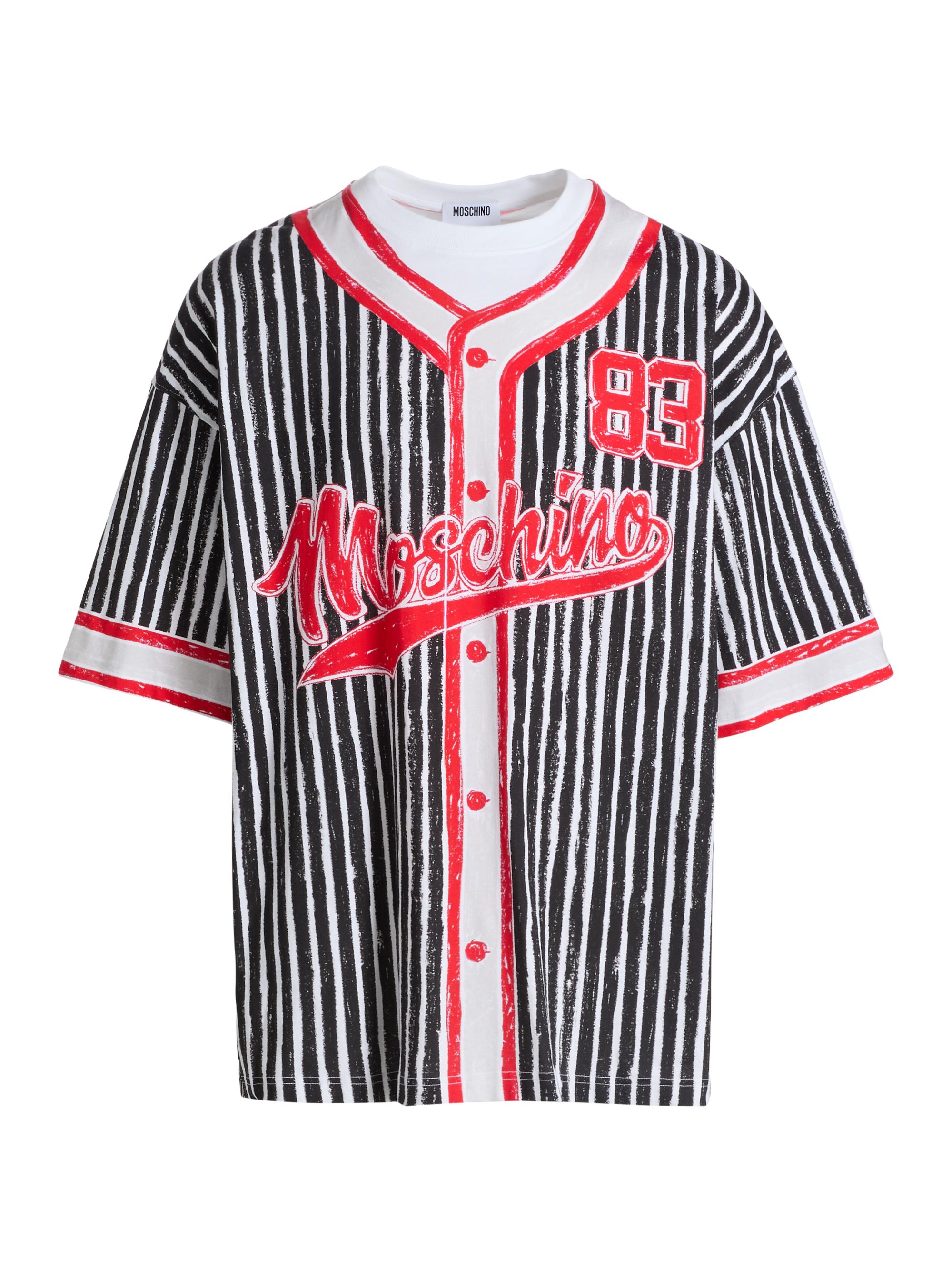 Moschino Men's Baseball Jersey Graphic Crewneck T-Shirt - Black