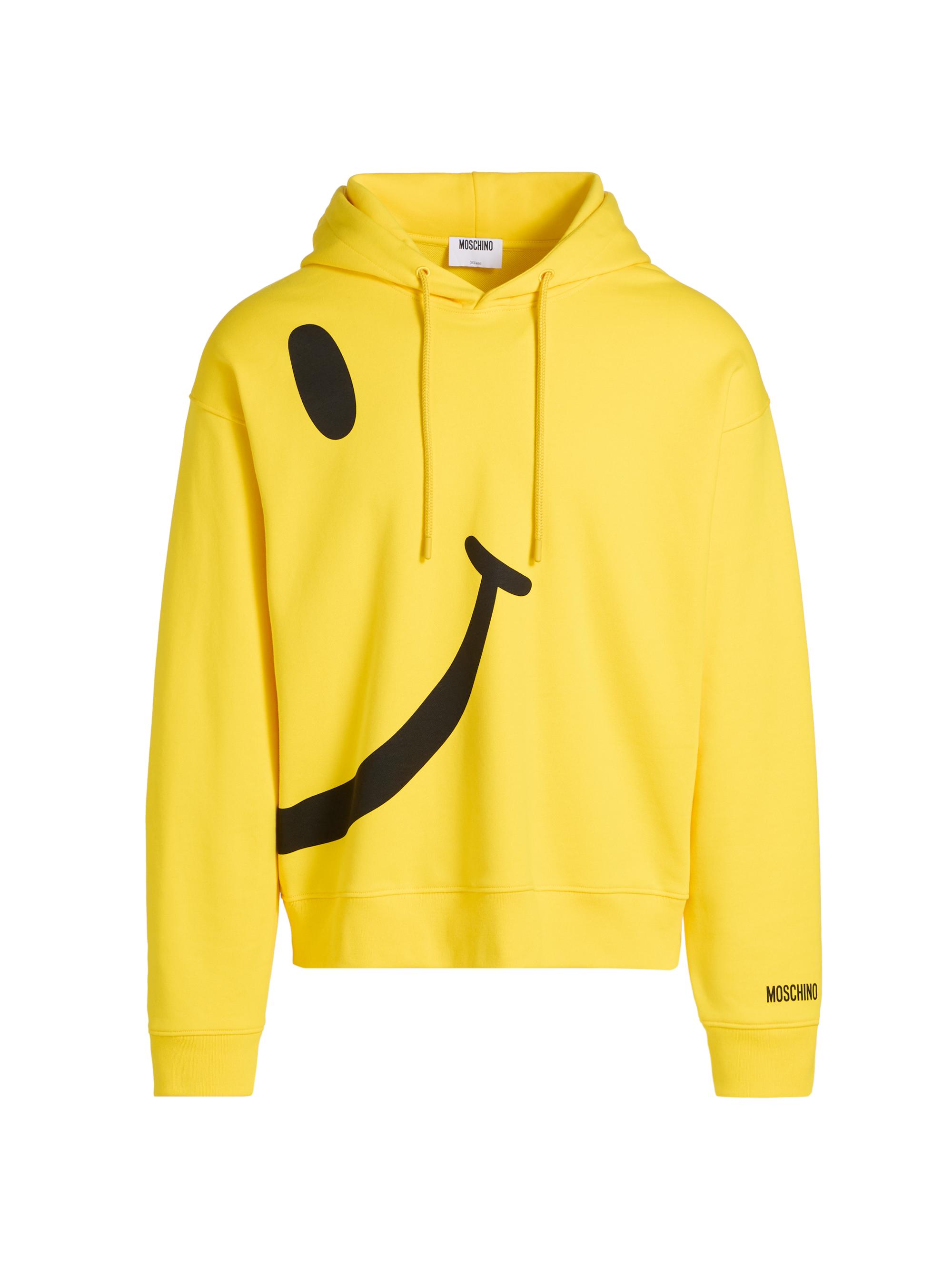 Moschino Men's Smiley Face Cotton Hoodie - Yellow