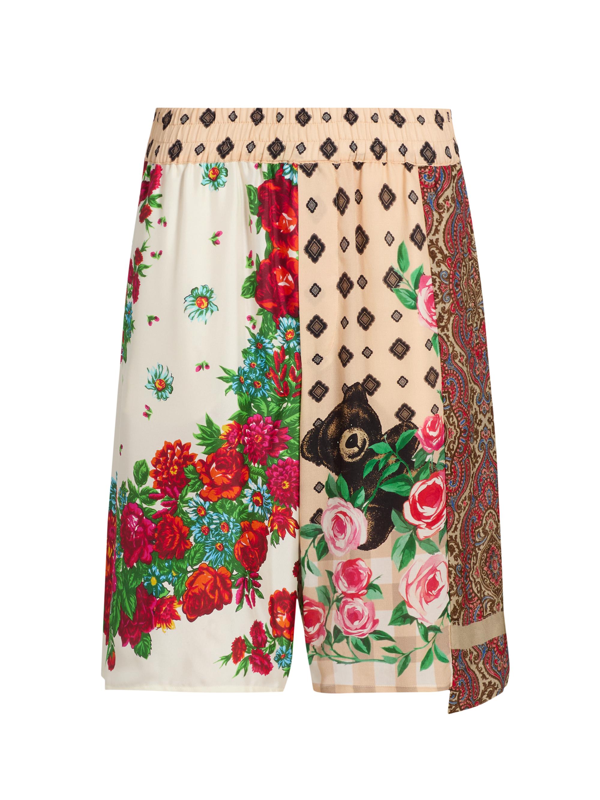 Moschino Men's Floral Spliced Silk Shorts