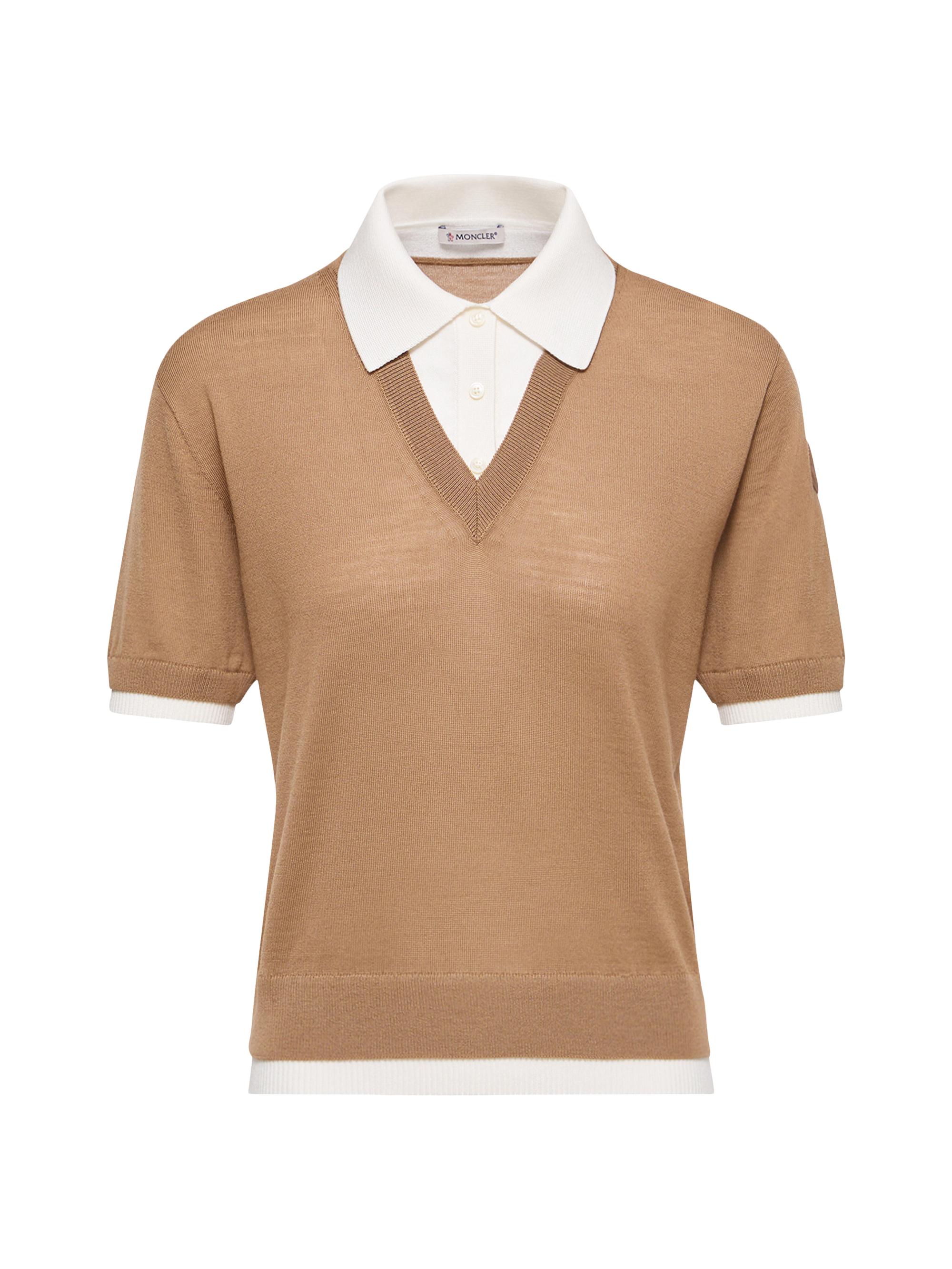 Moncler Women's Polo Shirt in Wool - Beige