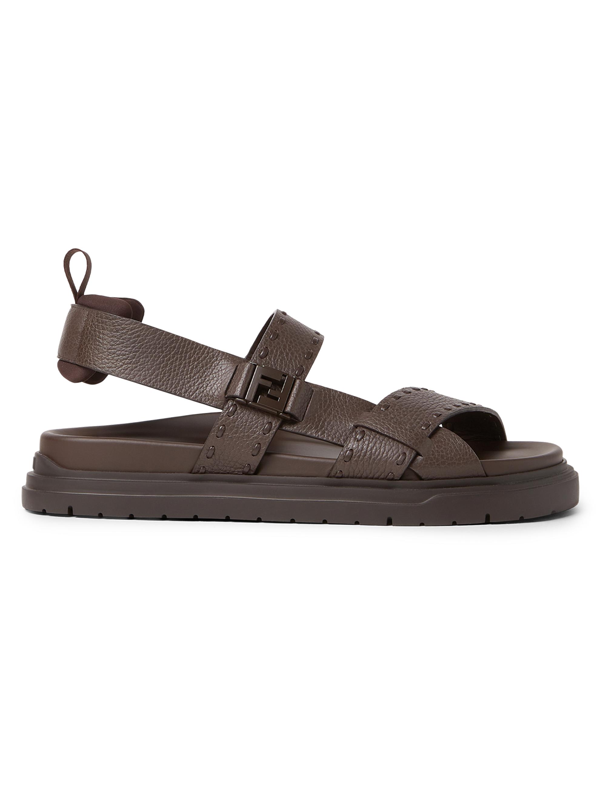 Fendi Men's Chunky Leather Sandals - Chocolate