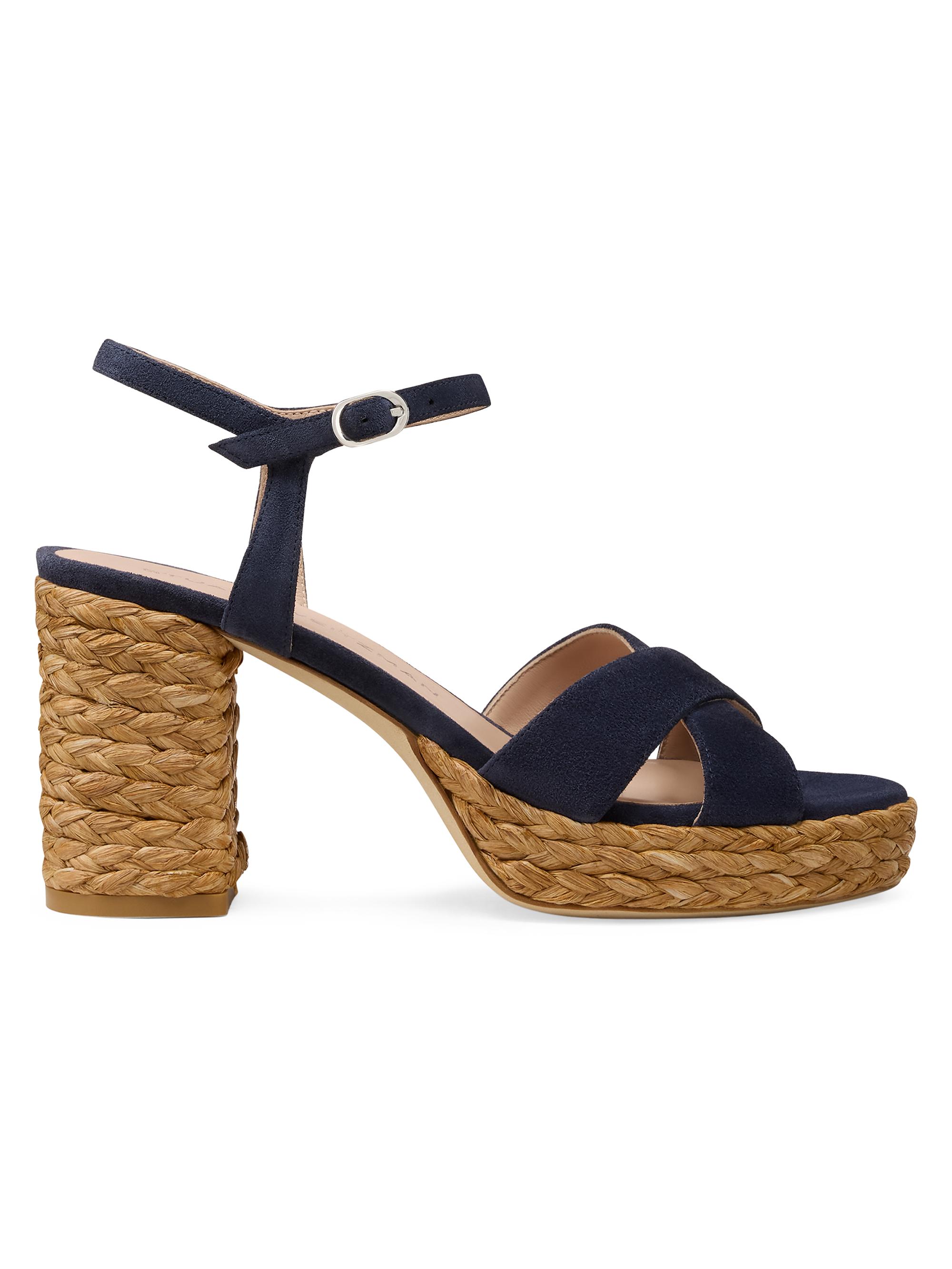Stuart Weitzman Women's Dayna 80MM Platform Espadrille Sandals - Nice Blue Natural