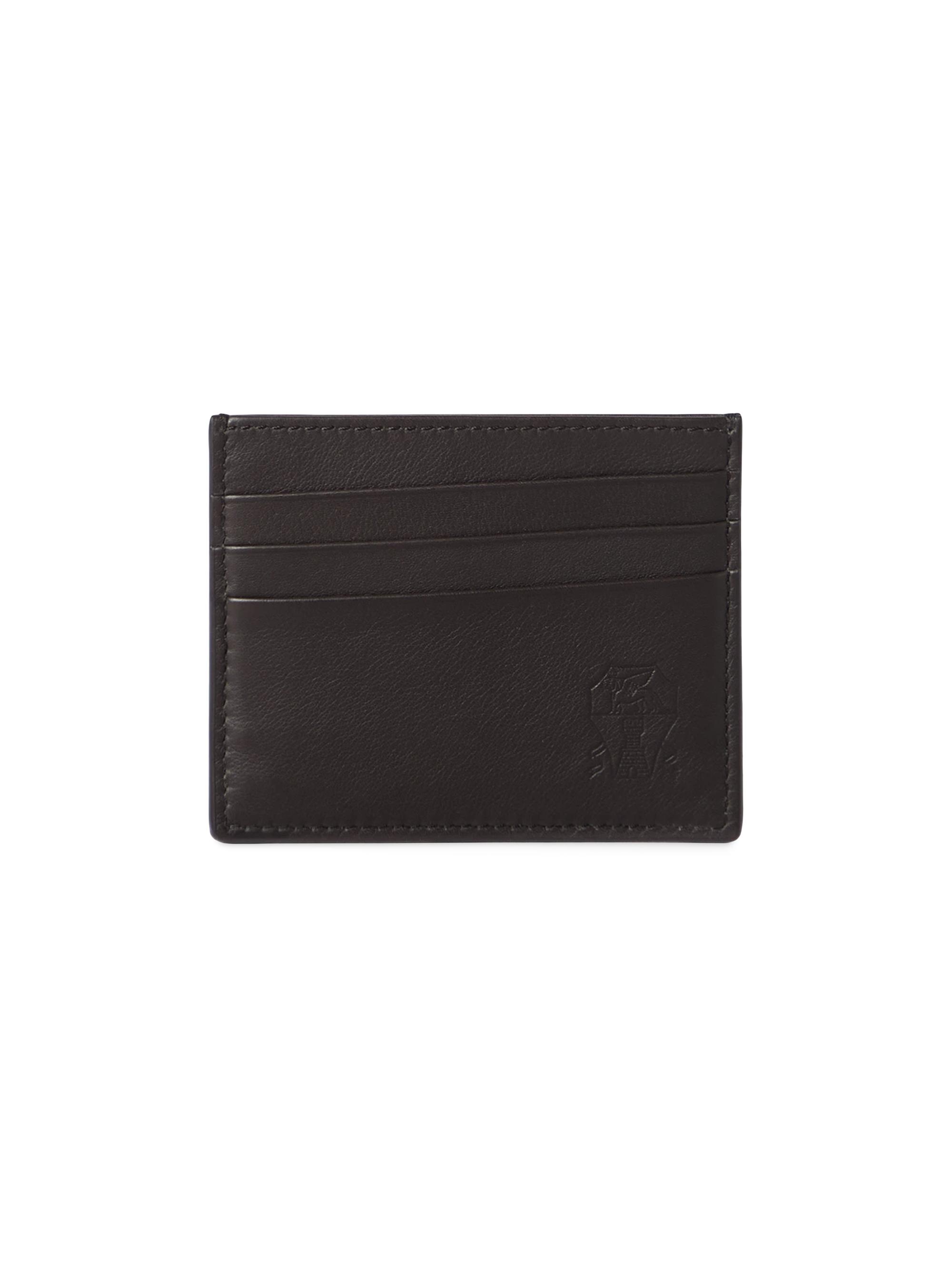 Brunello Cucinelli Men's Smooth Calfskin Card Holder - Rust Brown