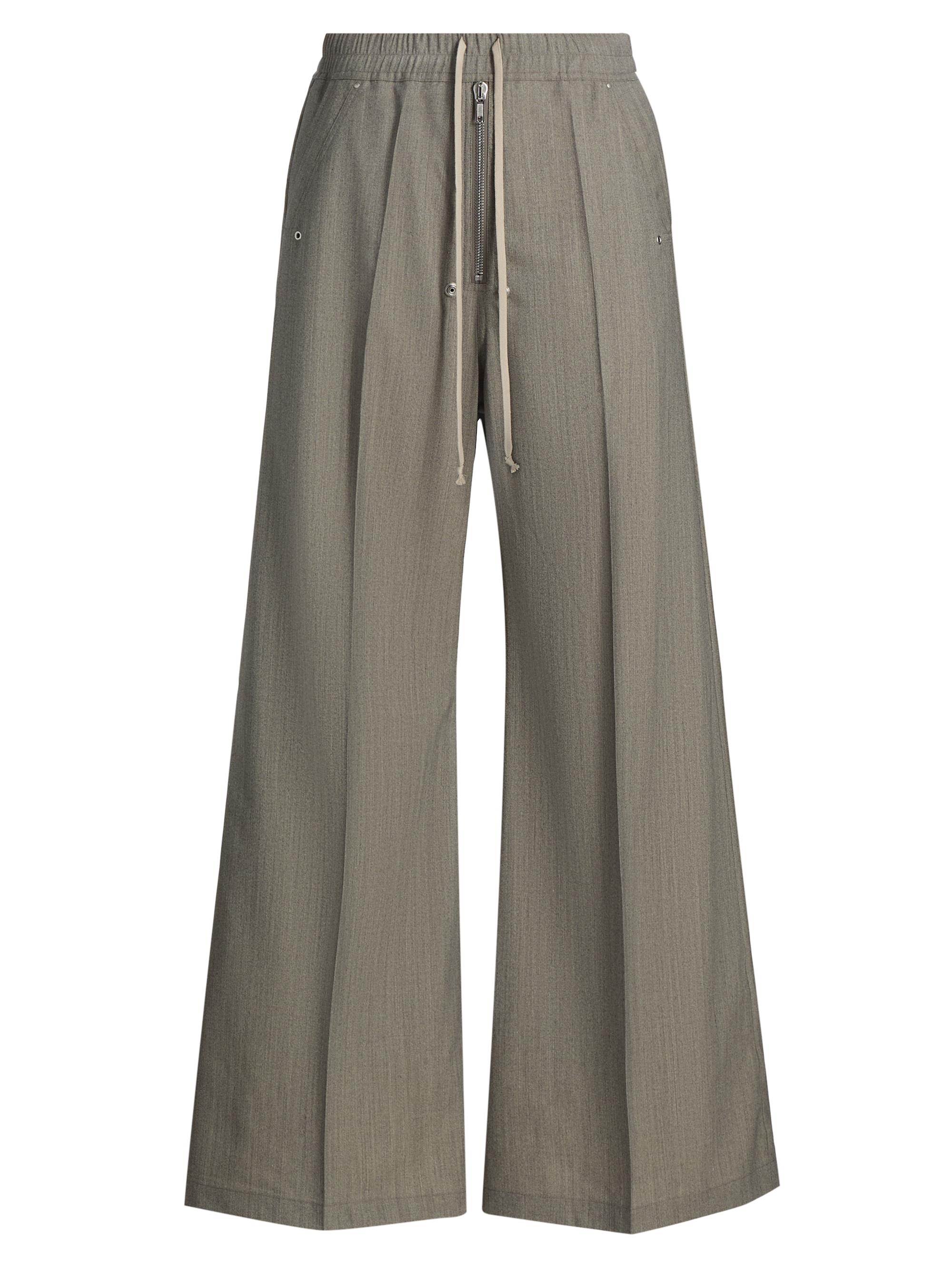 Rick Owens Men's Bela Wool Wide-Leg Pants - Grey Melange