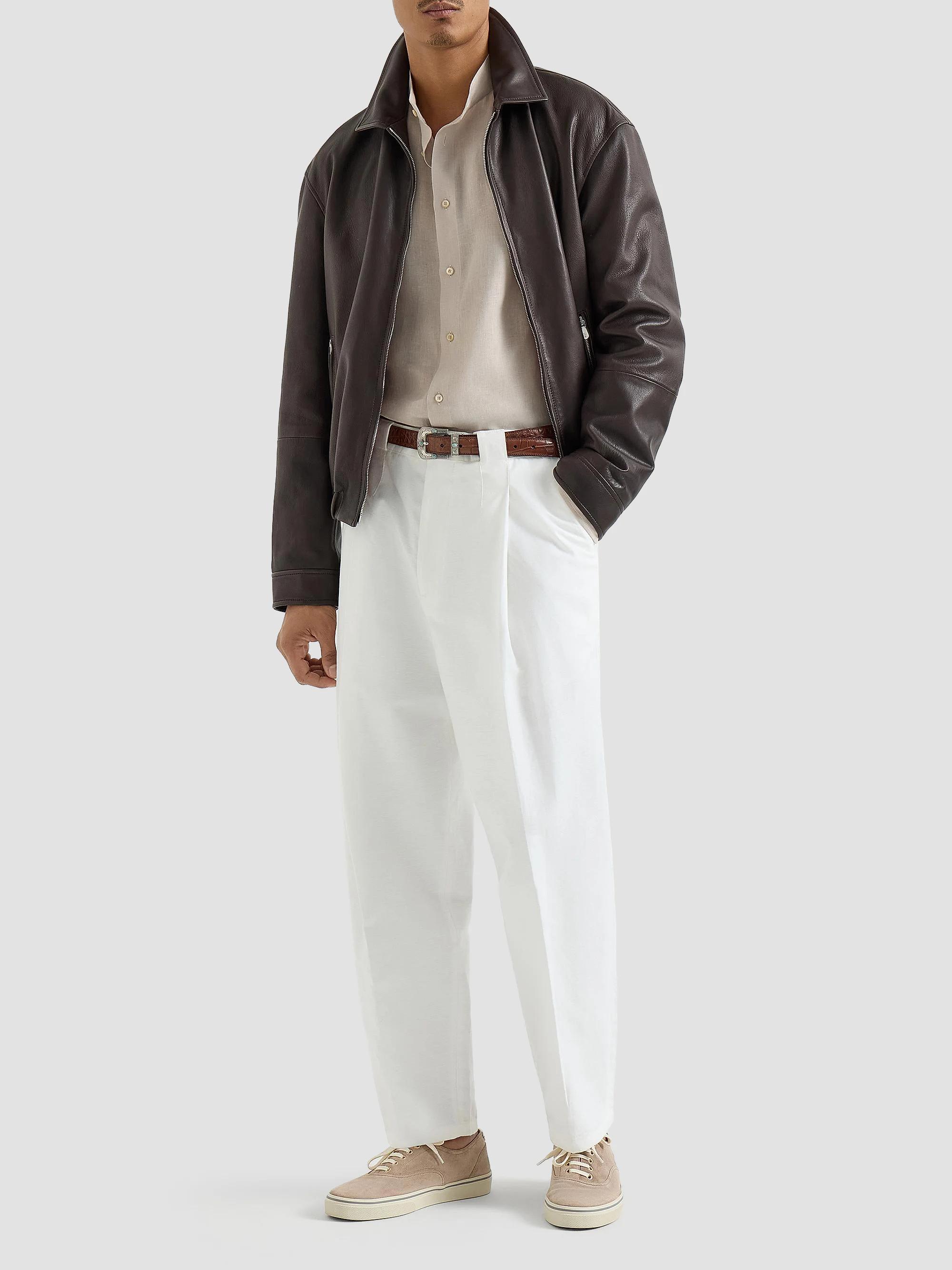 Brunello Cucinelli Linen Easy Fit Shirt with Mandarin Collar