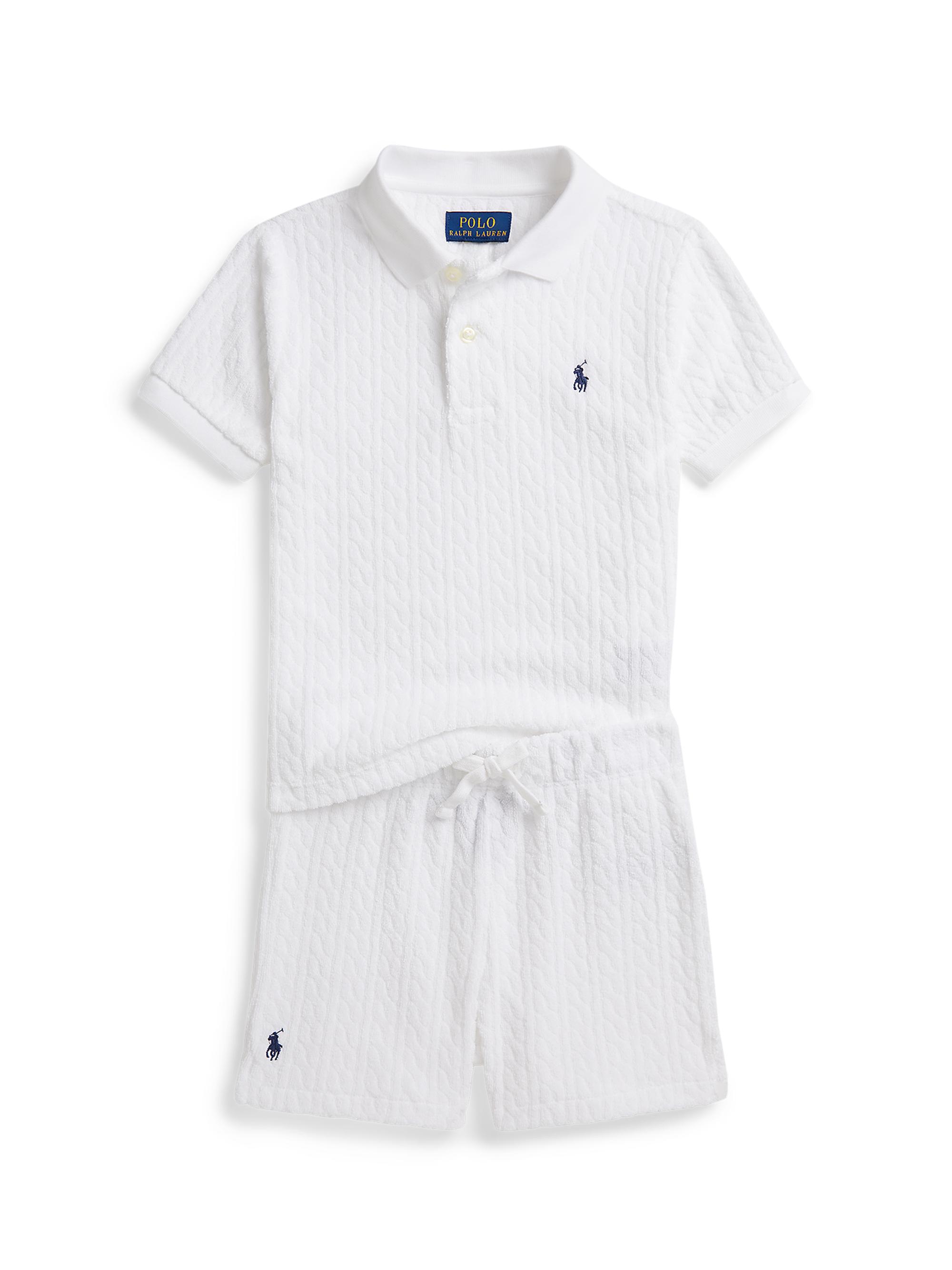 Polo Ralph Lauren Little Girl's & Girl's Cable Terry Polo Shirt & Shorts Set - White