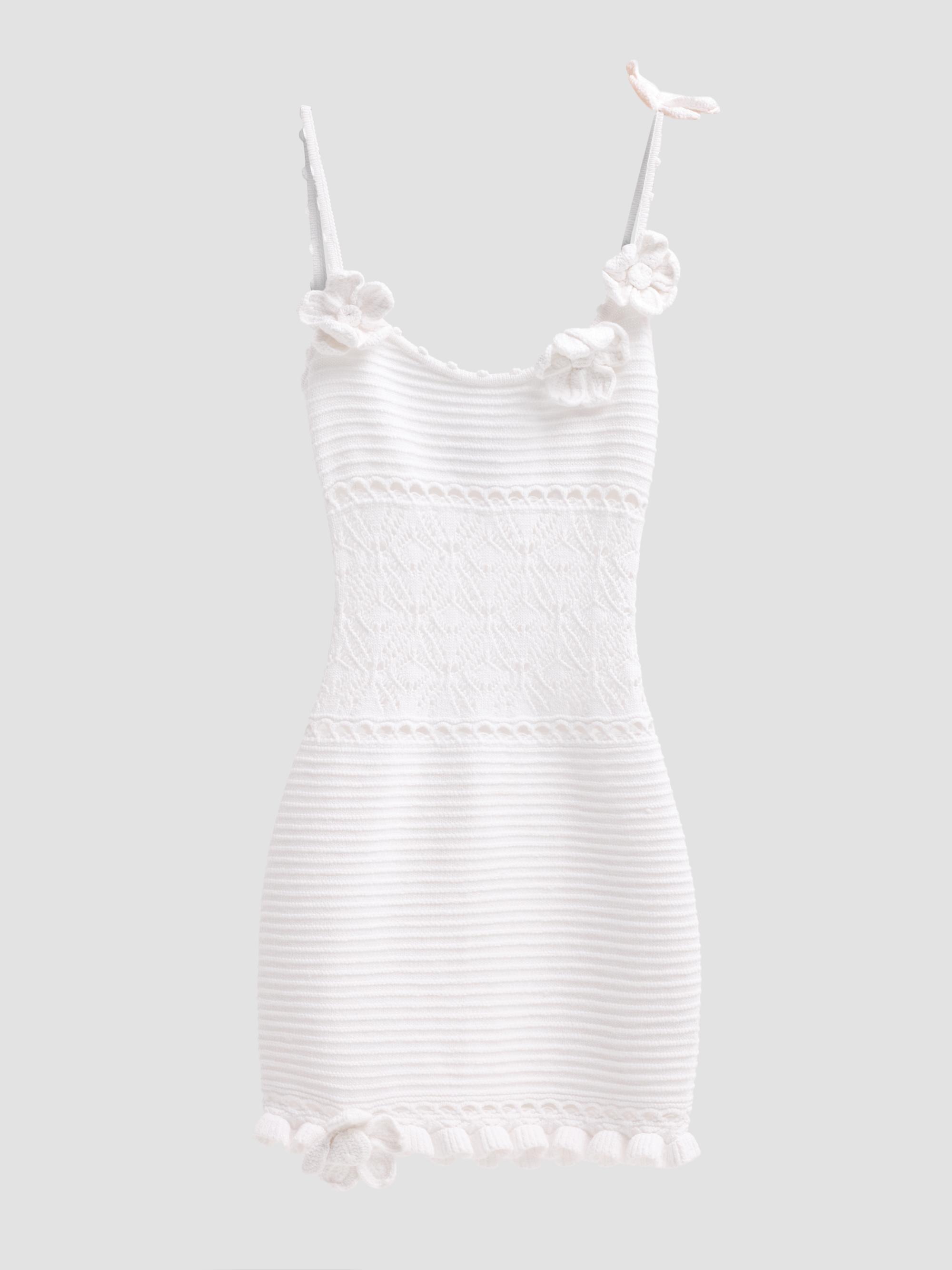 Retrofête Women's Orleane Crochet Mini Dress - White | Thumbnail 6