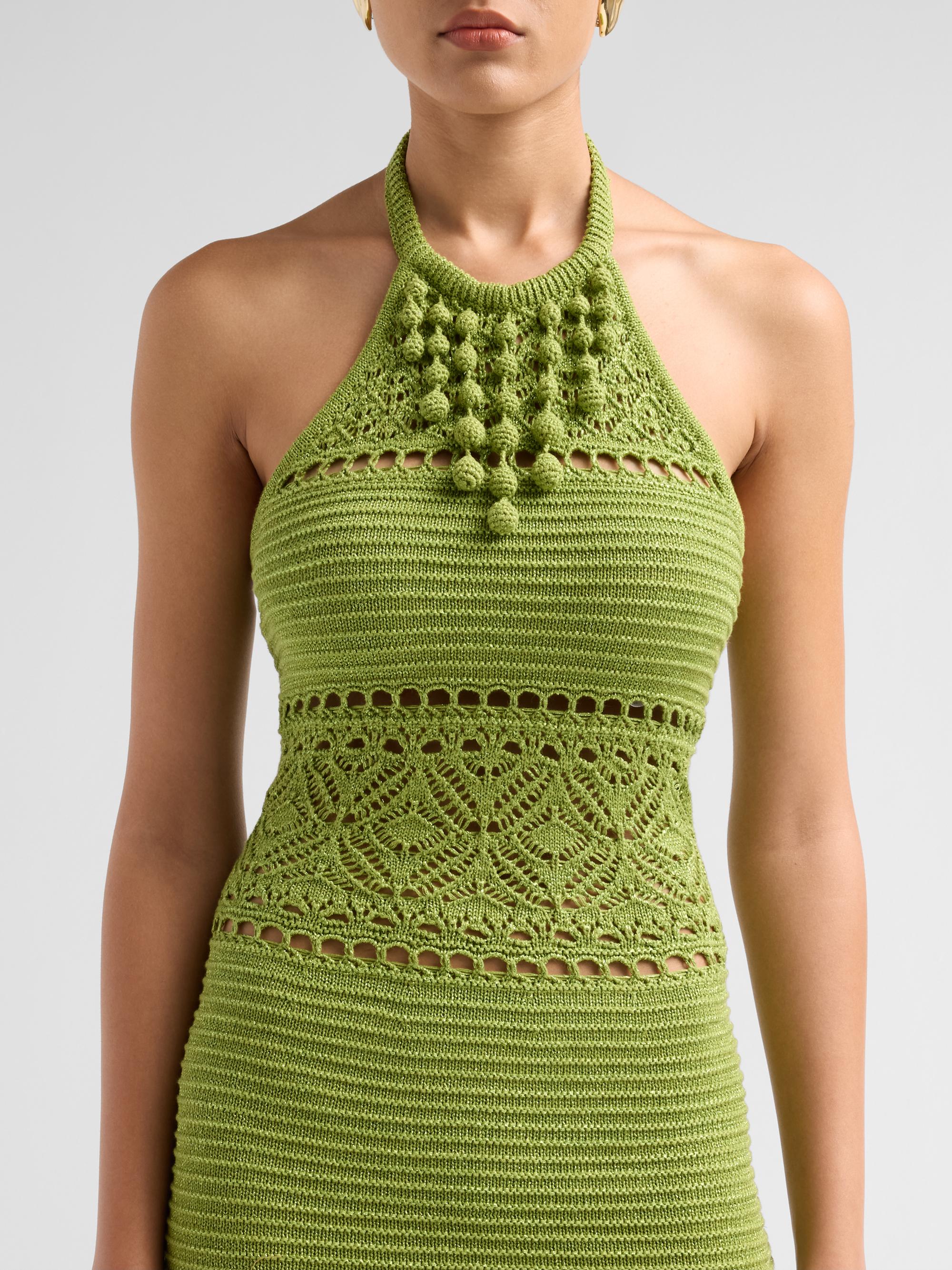 Retrofte Roseline Metallic Crochet Halter Dress | Saks Fifth Avenue
