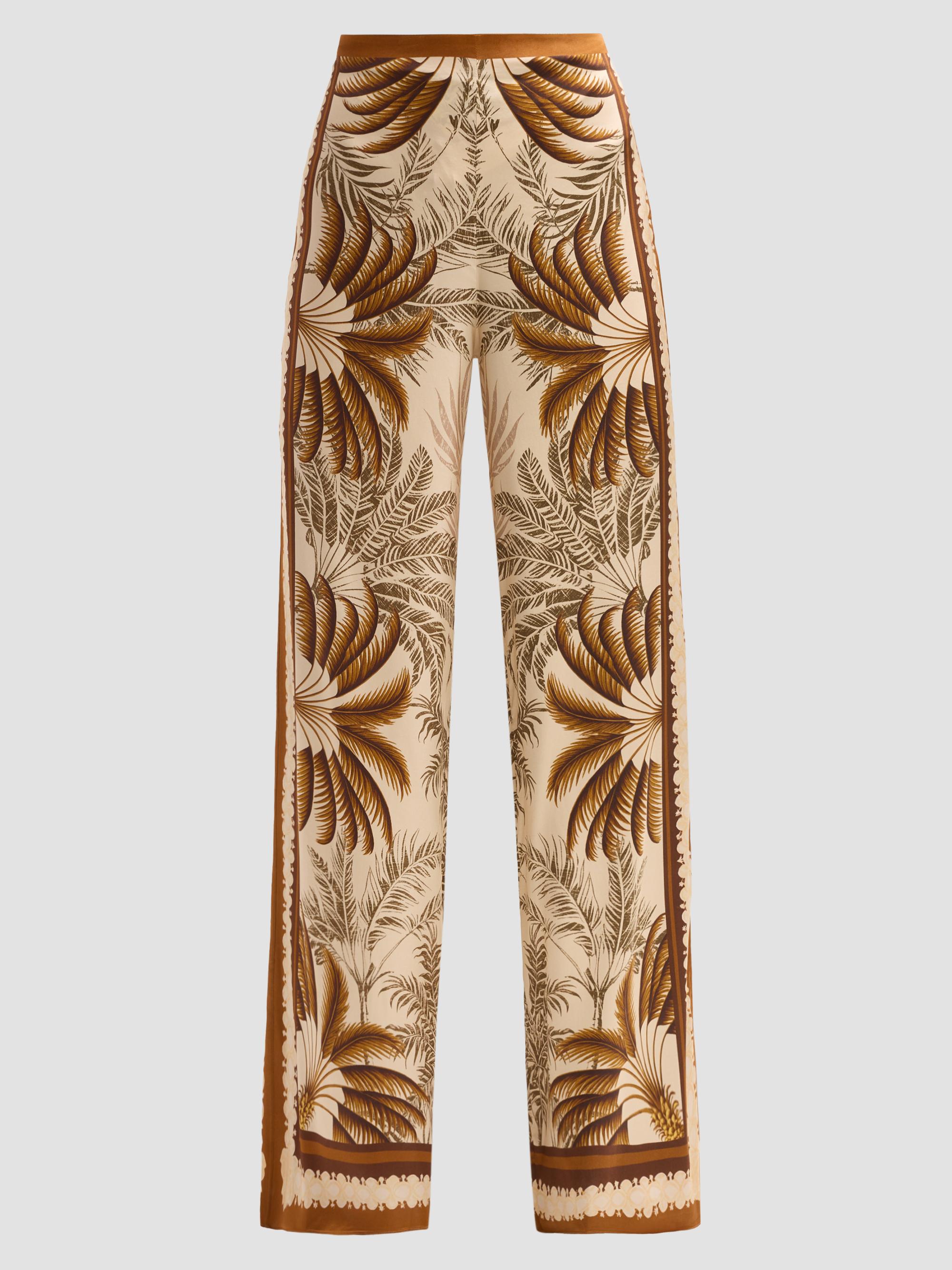 Retrofête Women's Sunny Printed Satin Wide-Leg Pants - Ochre Palma | Thumbnail 6