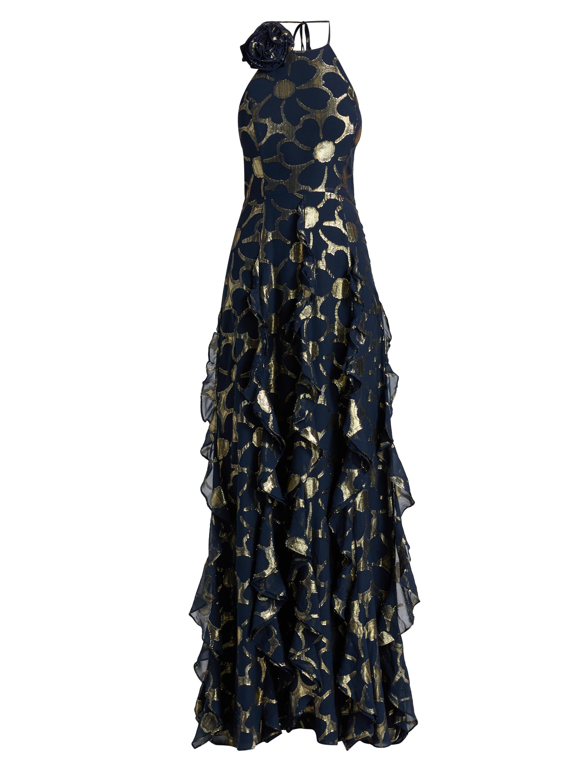 Ramy Brook Women's Idella Daisy Metallic Jacquard Gown - Navy Jacquard