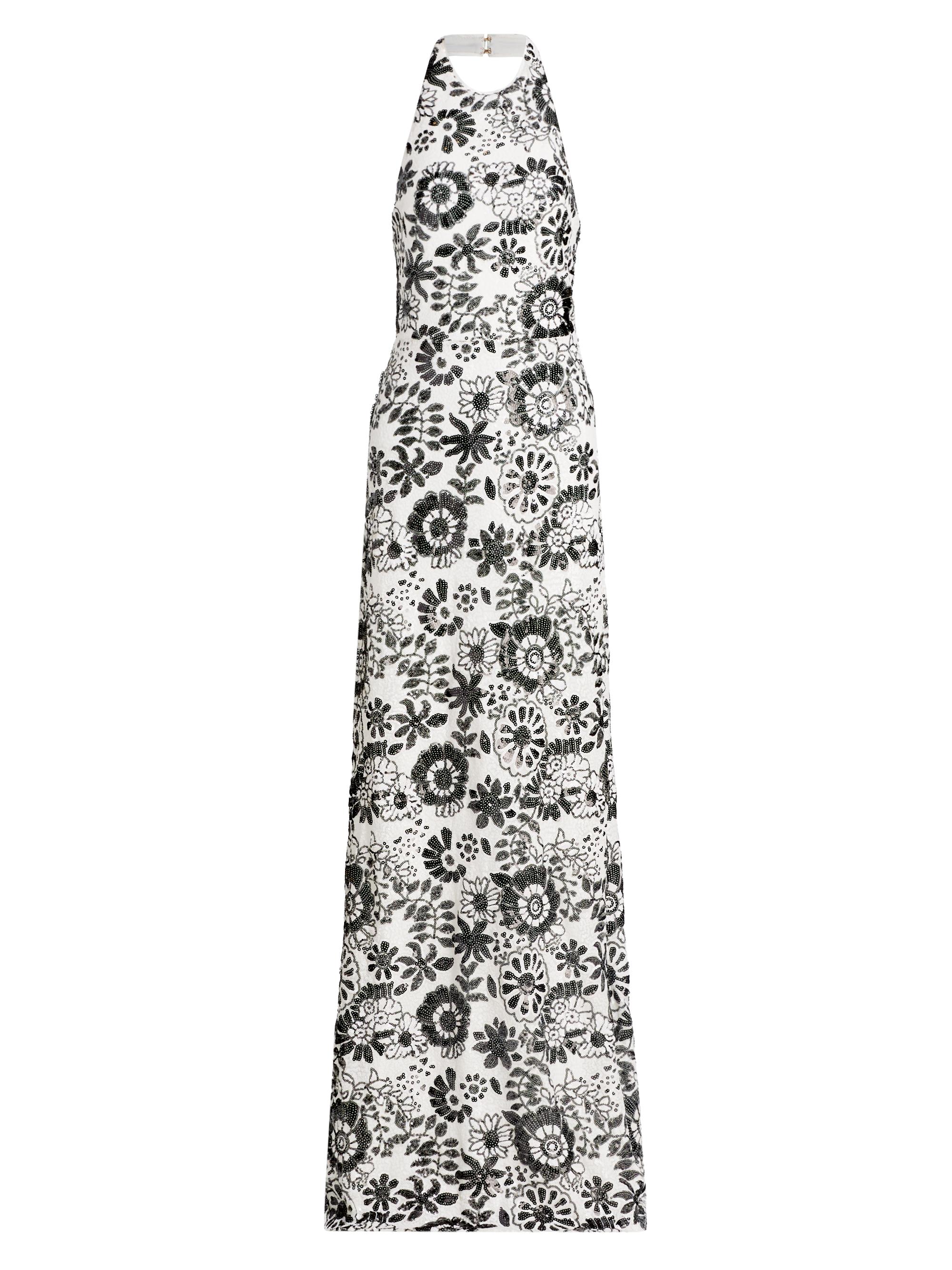 Ramy Brook Women's Candice Sequined Floral Halter Gown - Black Sequin Combo