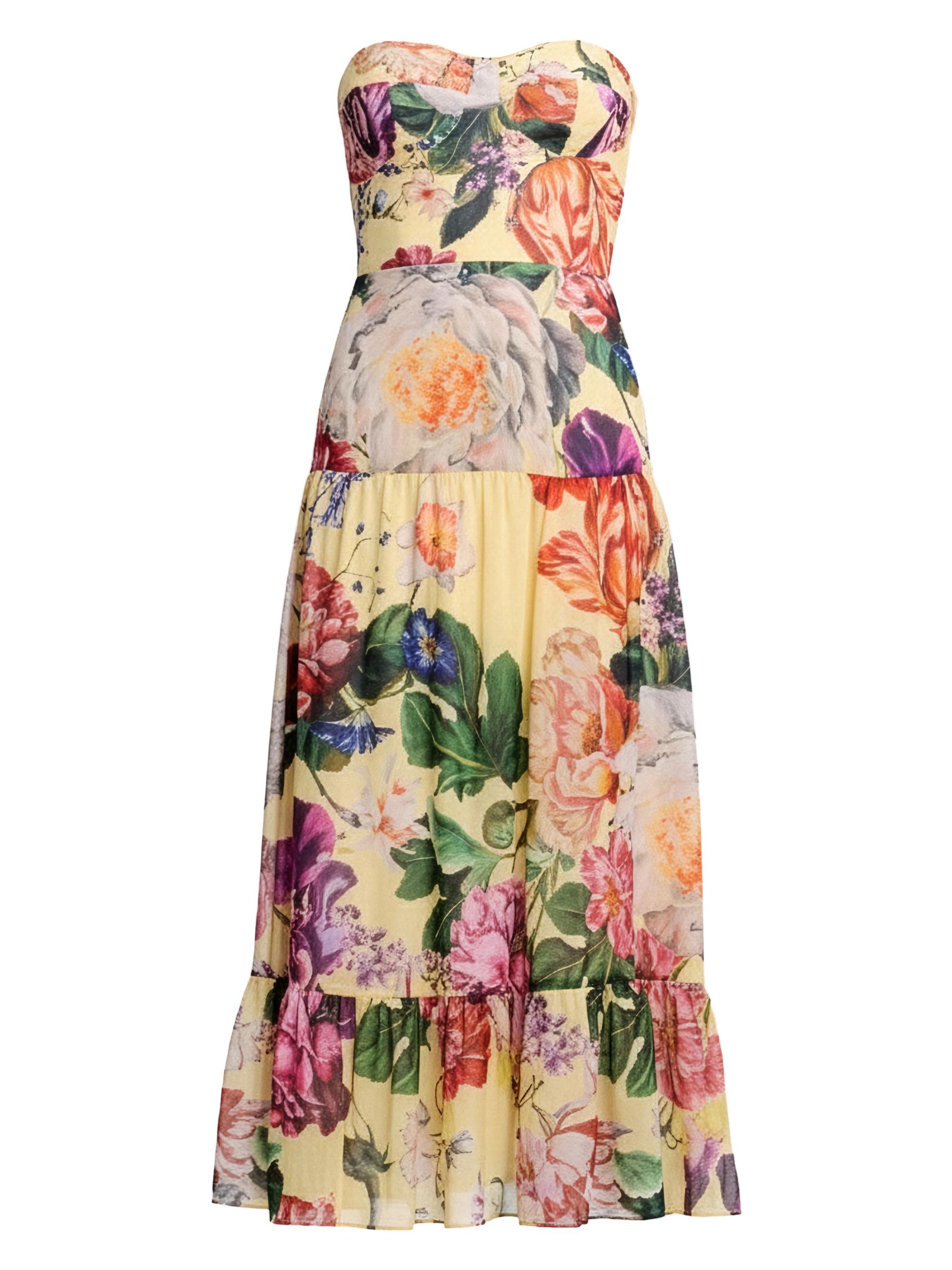 Dress The Population Prescott Floral Strapless Midi-Dress | Saks Fifth  Avenue