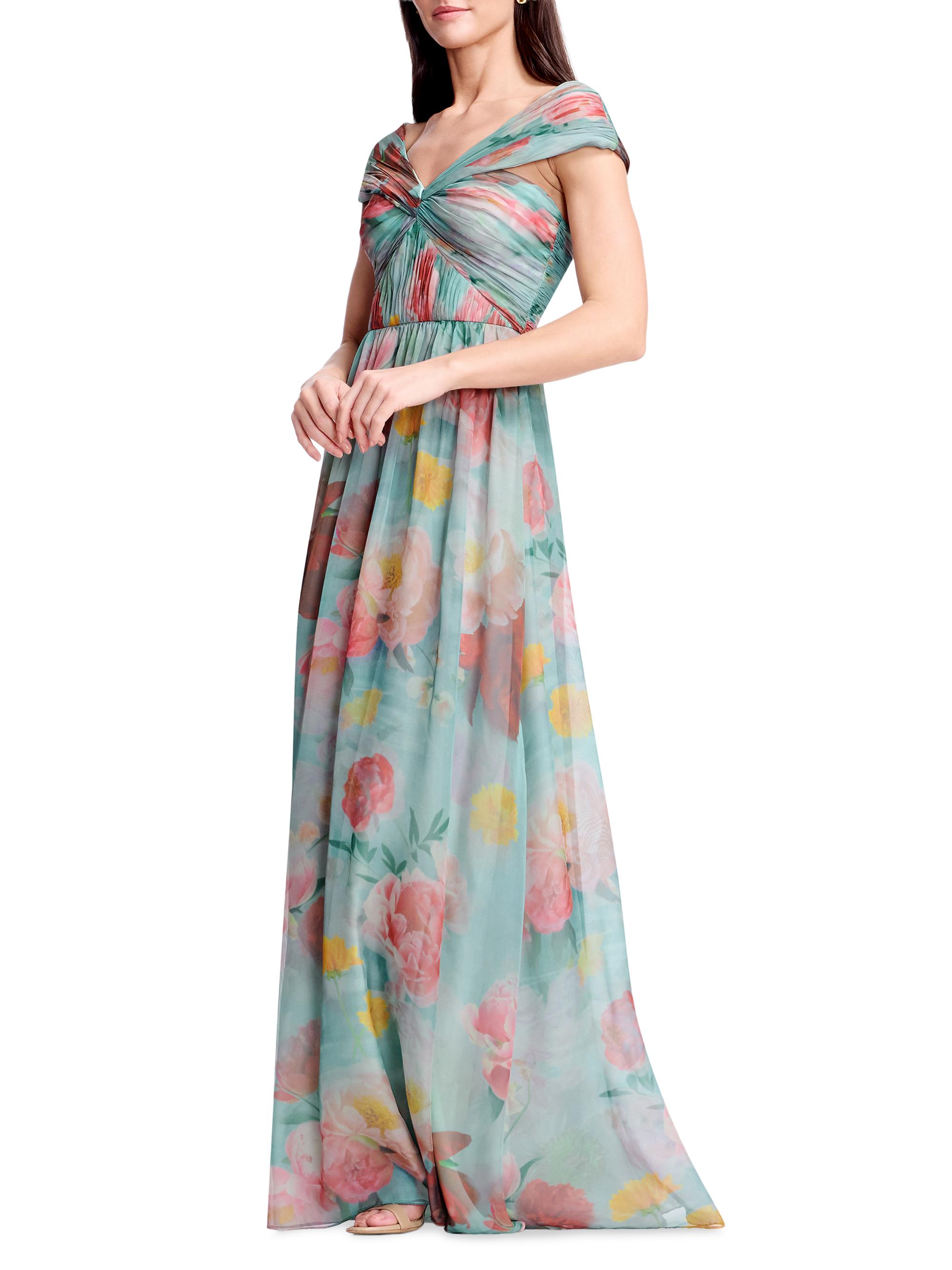Dress The Population Xyla Floral Chiffon A-Line Gown | Saks Fifth Avenue