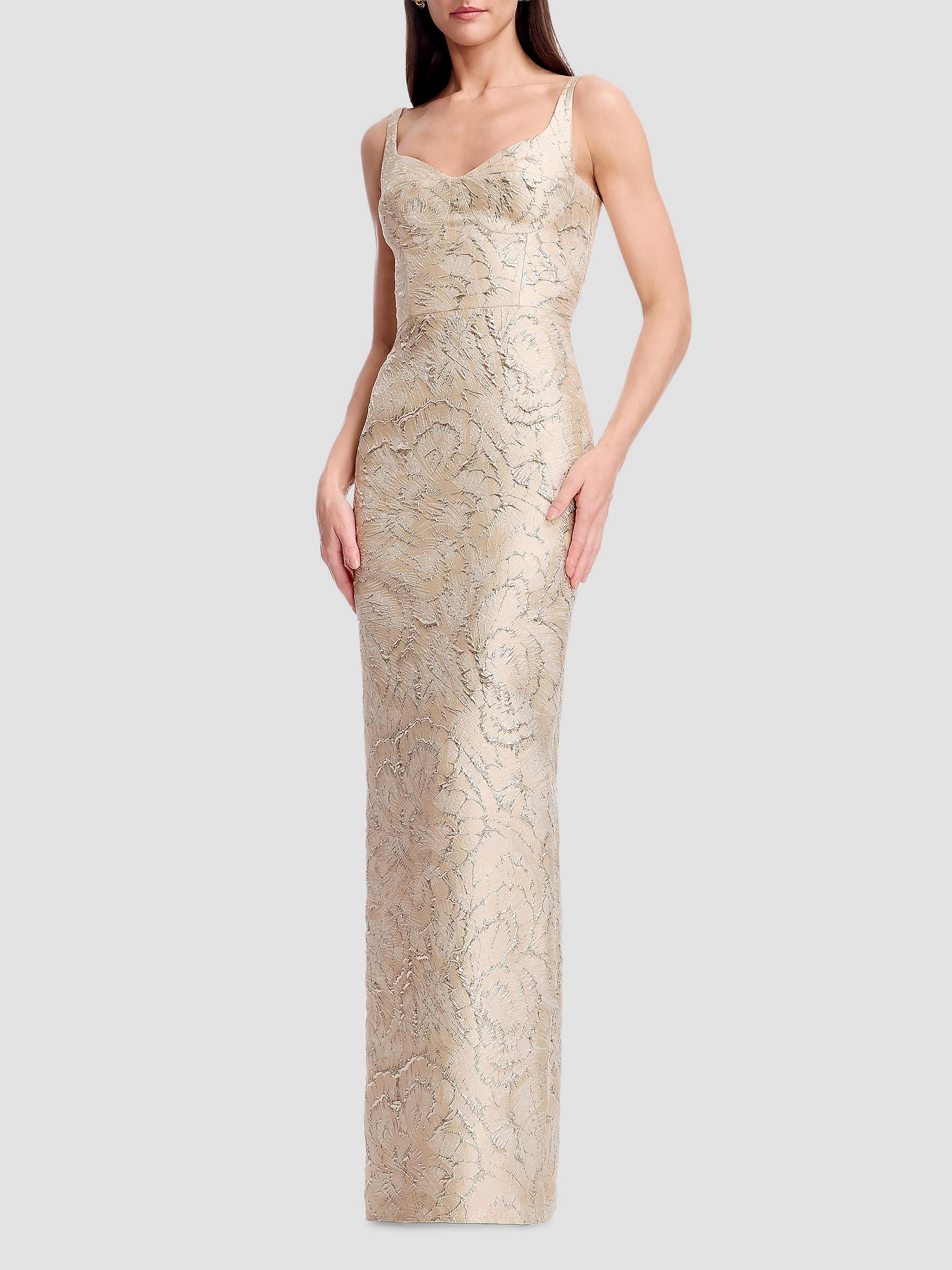 Elijah Metallic Lace Jacquard Column Dress