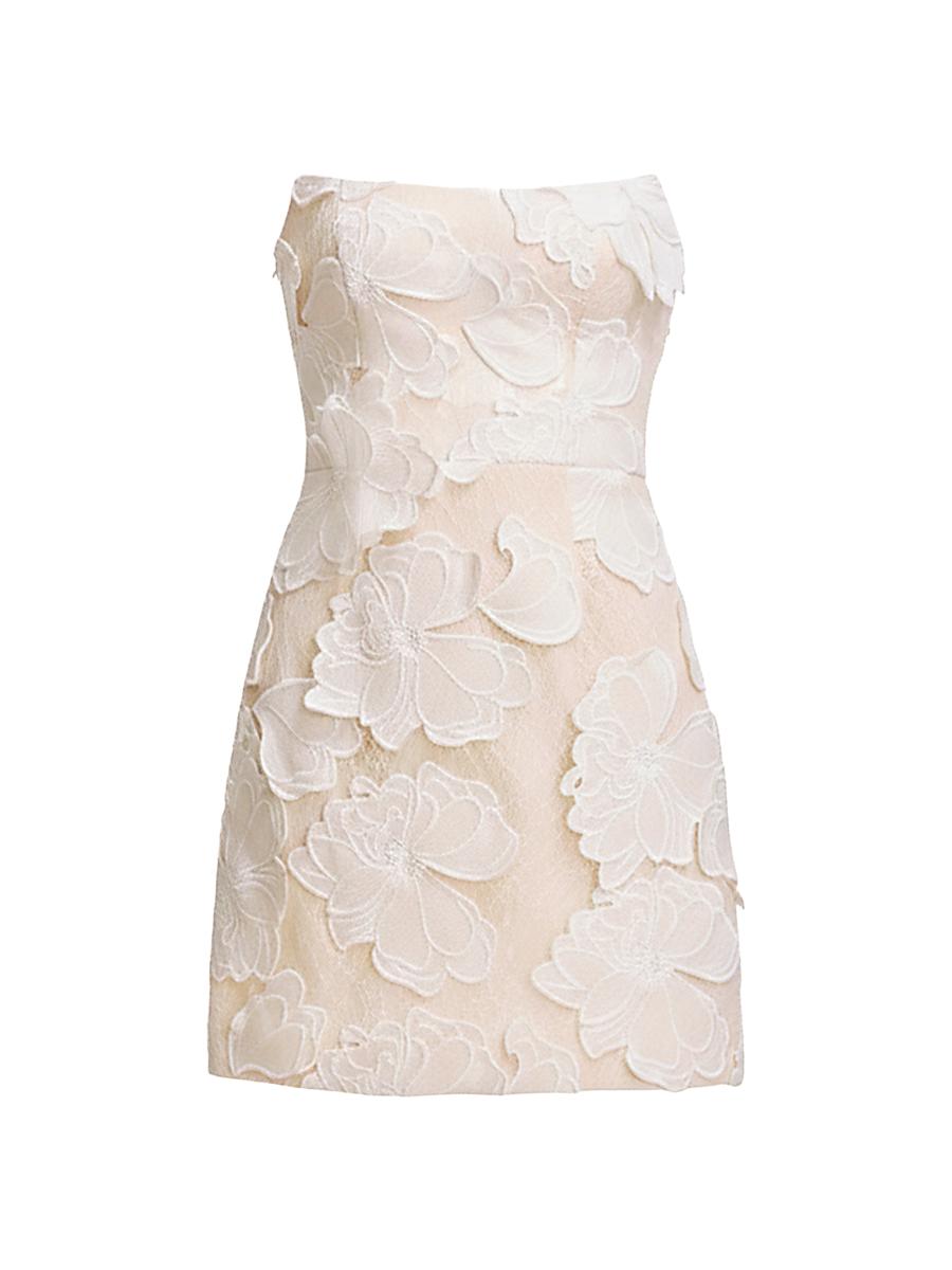 dress the population amity Dress the Population Women's Strapless Jacquard A-Line Mini Dress - OFF White