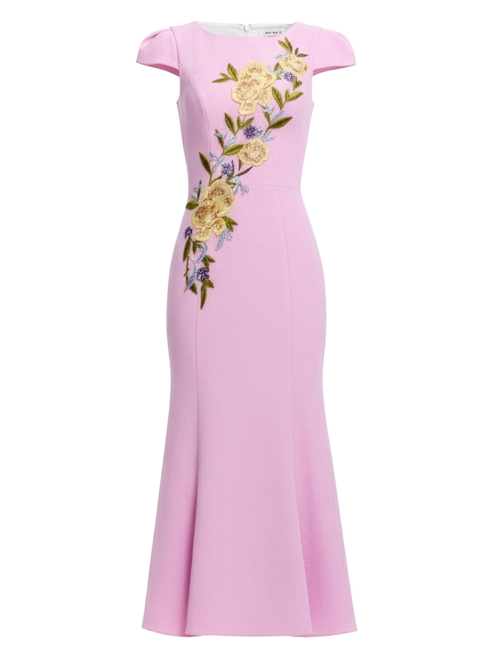 white christmas dresses Dress The Population Elisa Embroidered Midi Dress main image 1